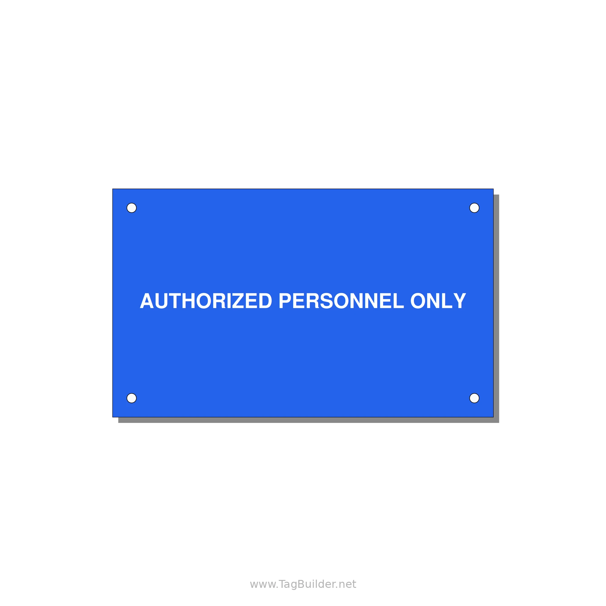 5.0x3.0" Safety Label - AUTHORIZED PERSONNEL ONLY — 5x3" White on Blue, Holes