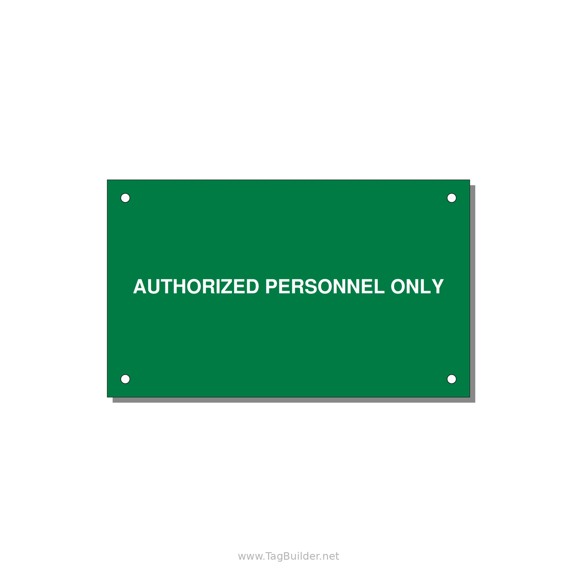 5.0x3.0" Safety Label - AUTHORIZED PERSONNEL ONLY — 5x3" White on Green, Holes