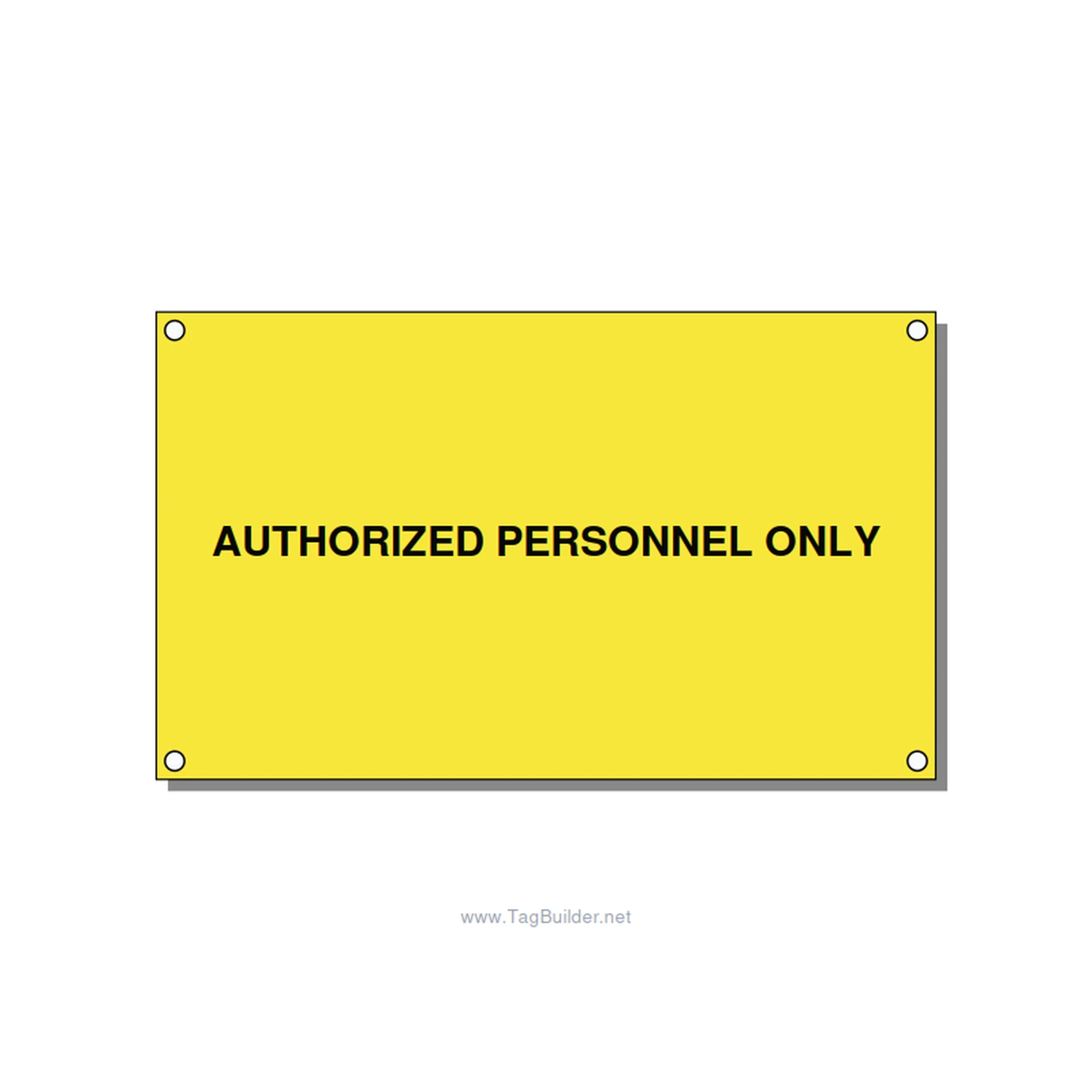 5.0x3.0" Safety Label - AUTHORIZED PERSONNEL ONLY, Black/Yellow, Holes