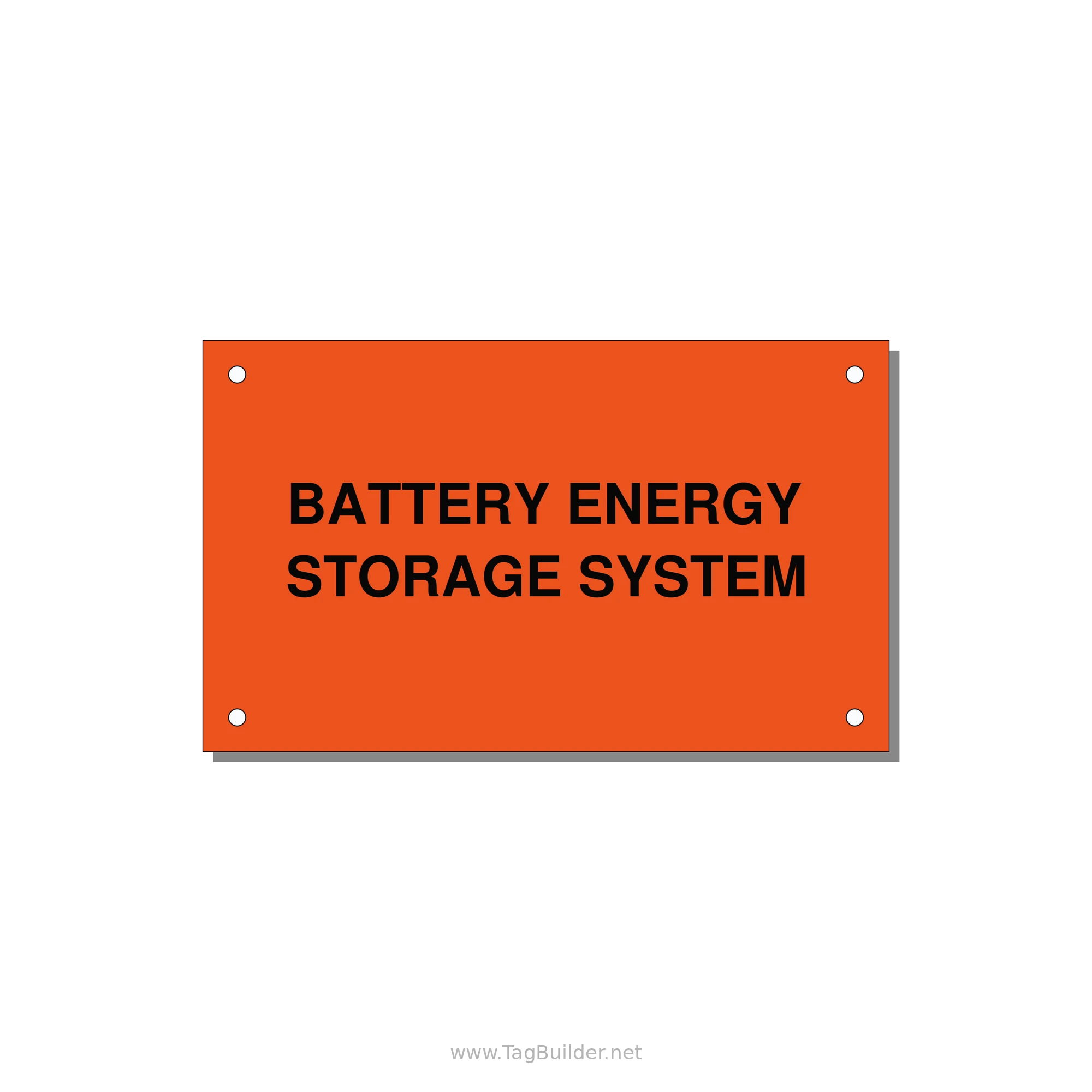 5.0x3.0" Safety Label - BATTERY ENERGY STORAGE SY — 5x3" Black on Orange, Holes