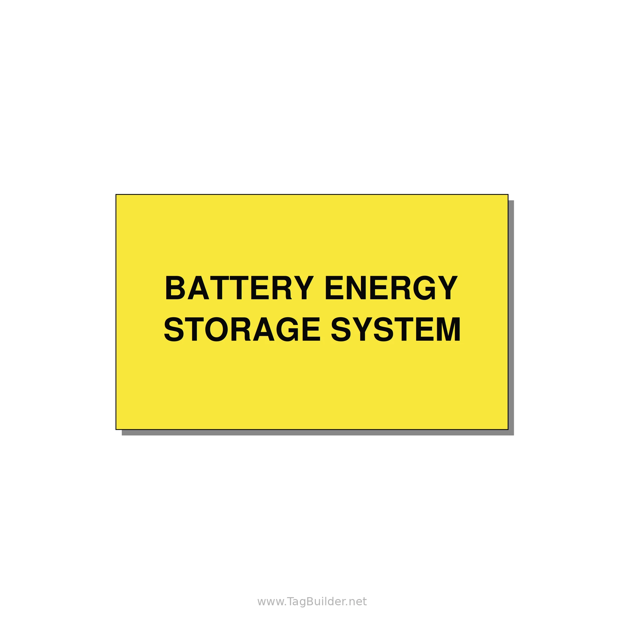 5.0x3.0" Safety Label - BATTERY ENERGY STORAGE SY — 5x3" Black on Yellow, Adhesive