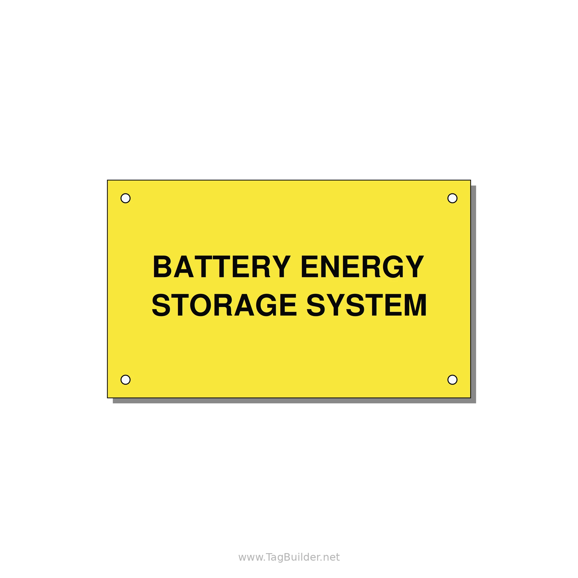 5.0x3.0" Safety Label - BATTERY ENERGY STORAGE SY — 5x3" Black on Yellow, Holes