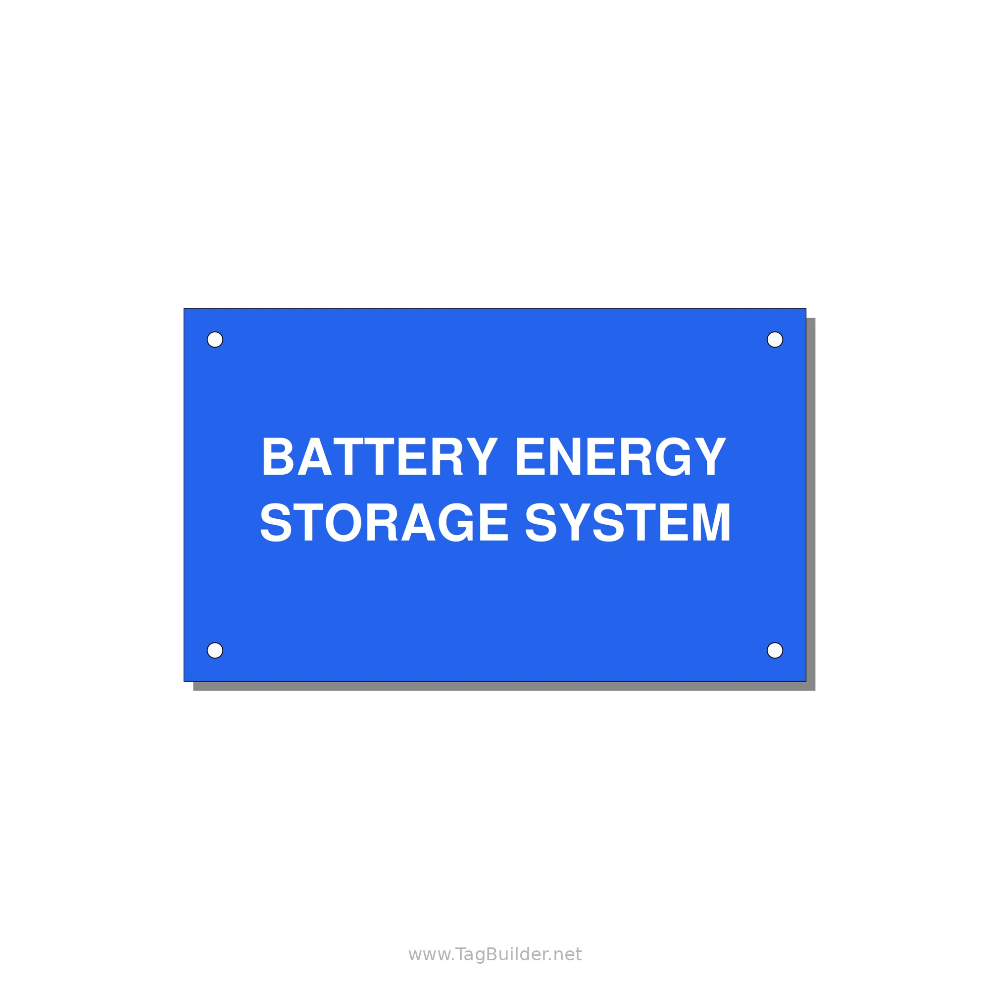 5.0x3.0" Safety Label - BATTERY ENERGY STORAGE SY — 5x3" White on Blue, Holes