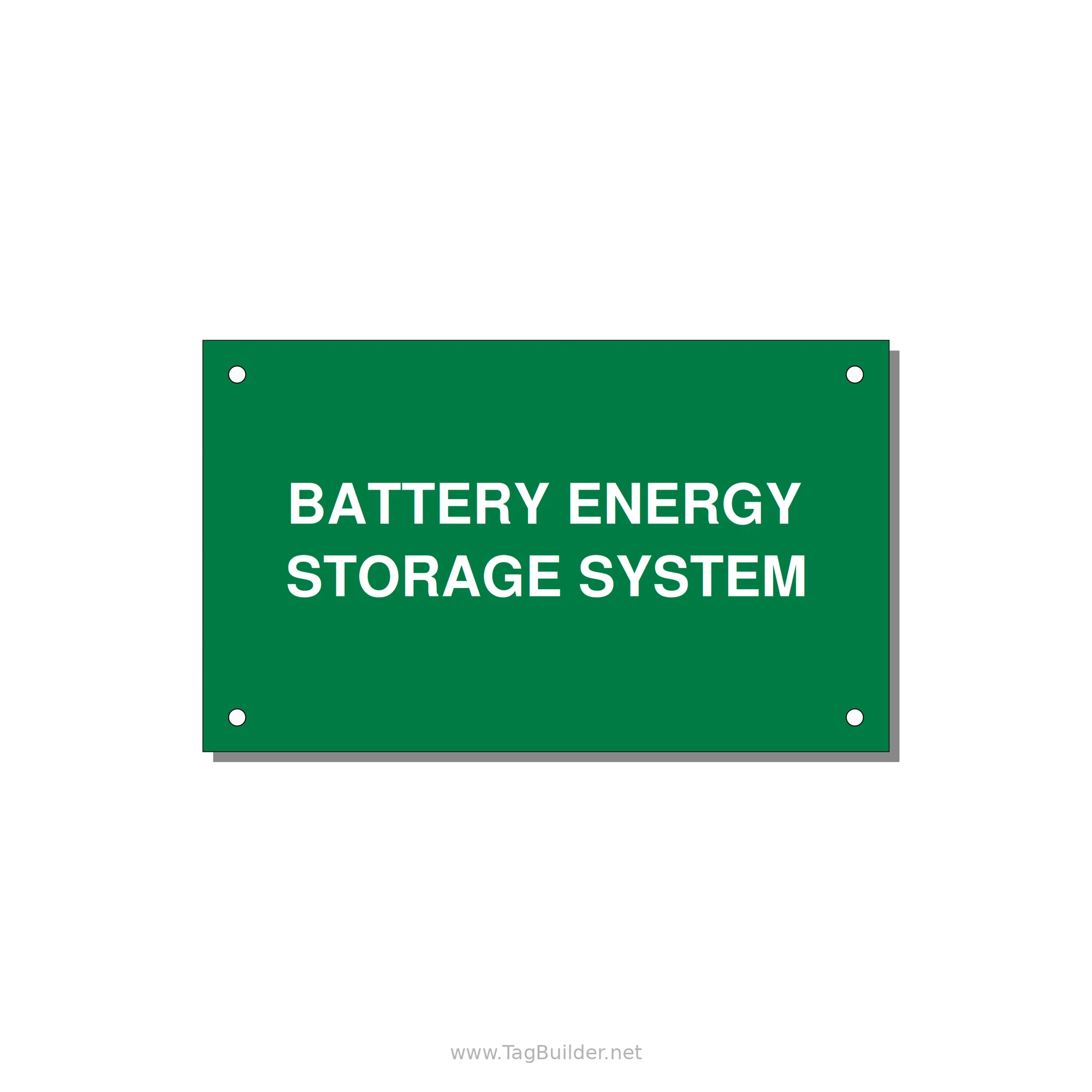 5.0x3.0" Safety Label - BATTERY ENERGY STORAGE SY — 5x3" White on Green, Holes