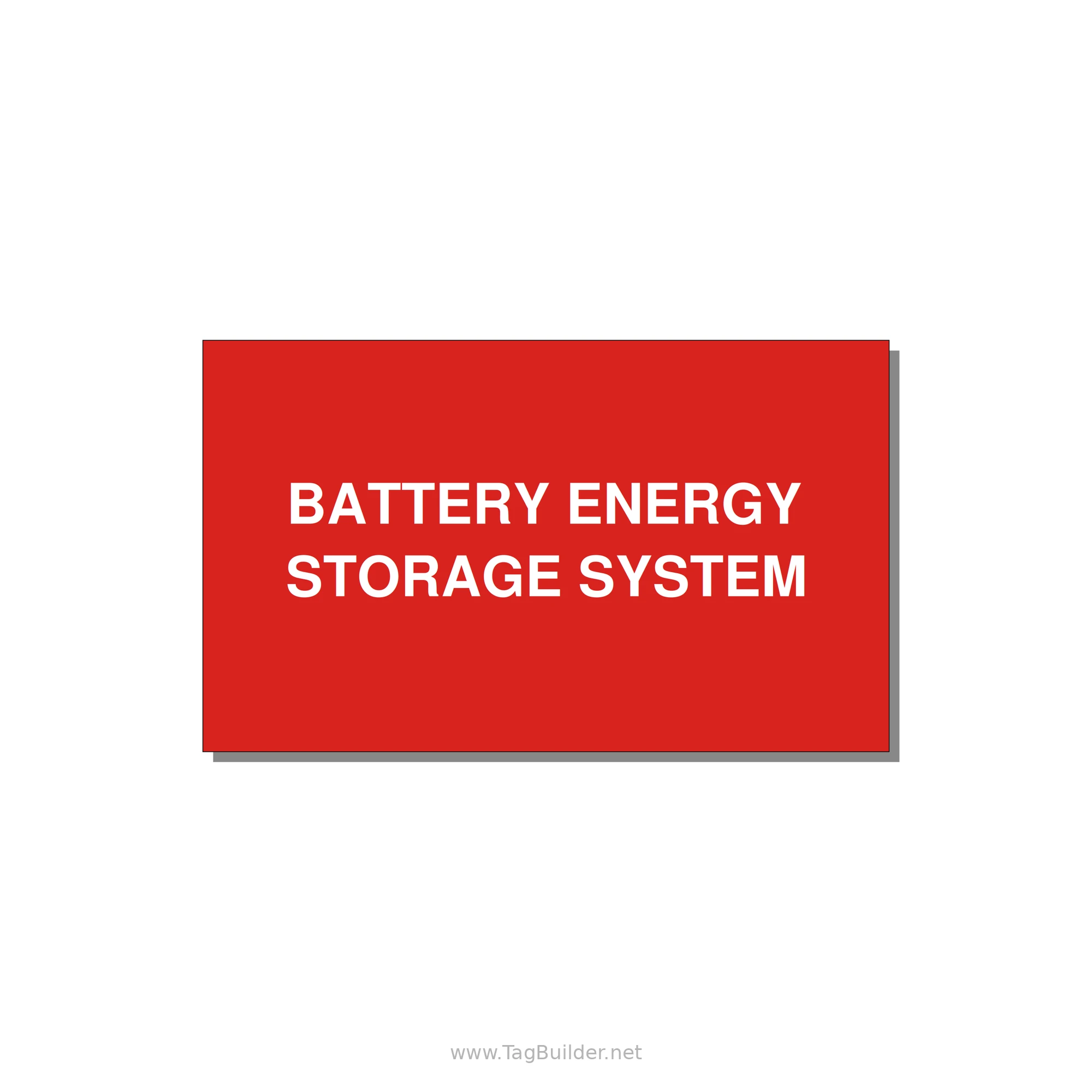 5.0x3.0" Safety Label - BATTERY ENERGY STORAGE SY — 5x3" White on Red, Adhesive