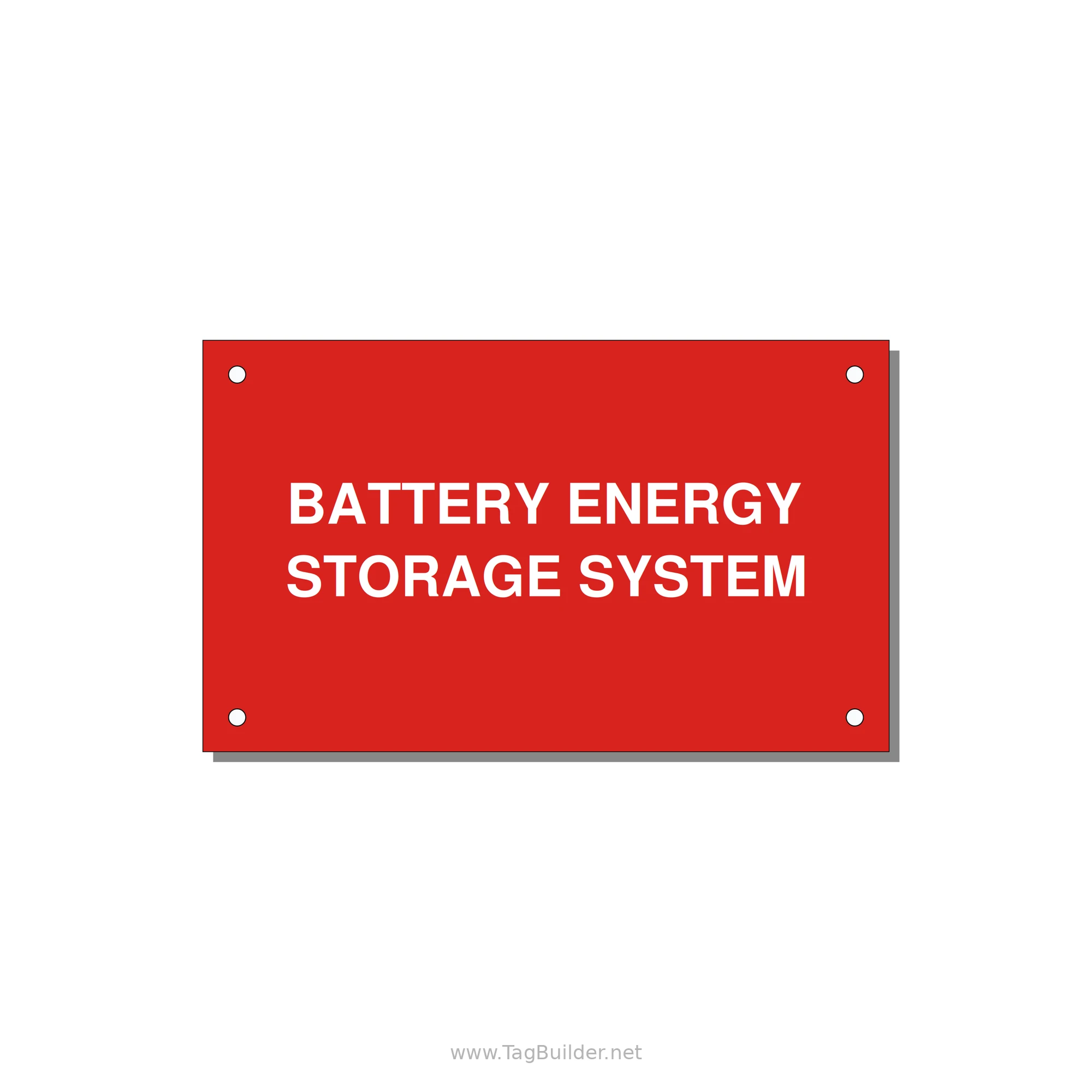 5.0x3.0" Safety Label - BATTERY ENERGY STORAGE SY — 5x3" White on Red, Holes