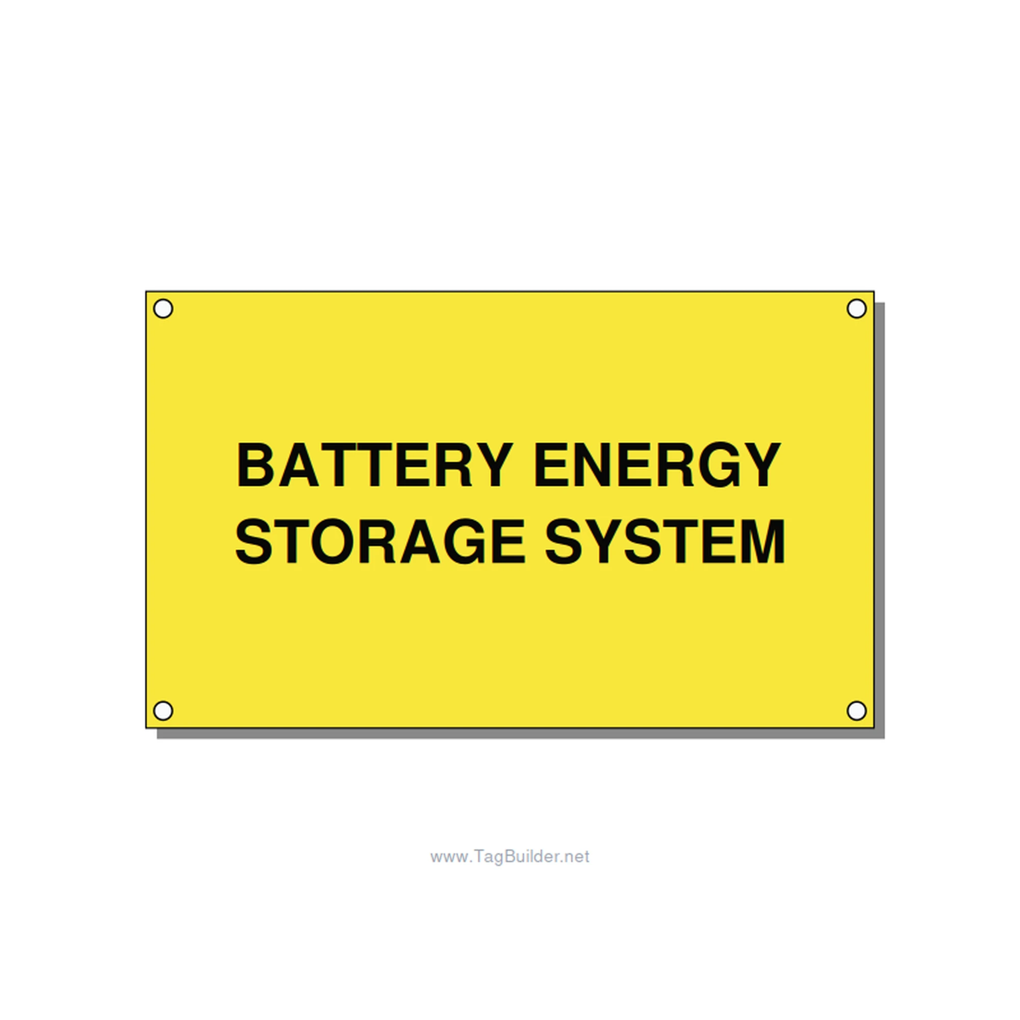 5.0x3.0" Safety Label - BATTERY ENERGY STORAGE SY, Black/Yellow, Holes