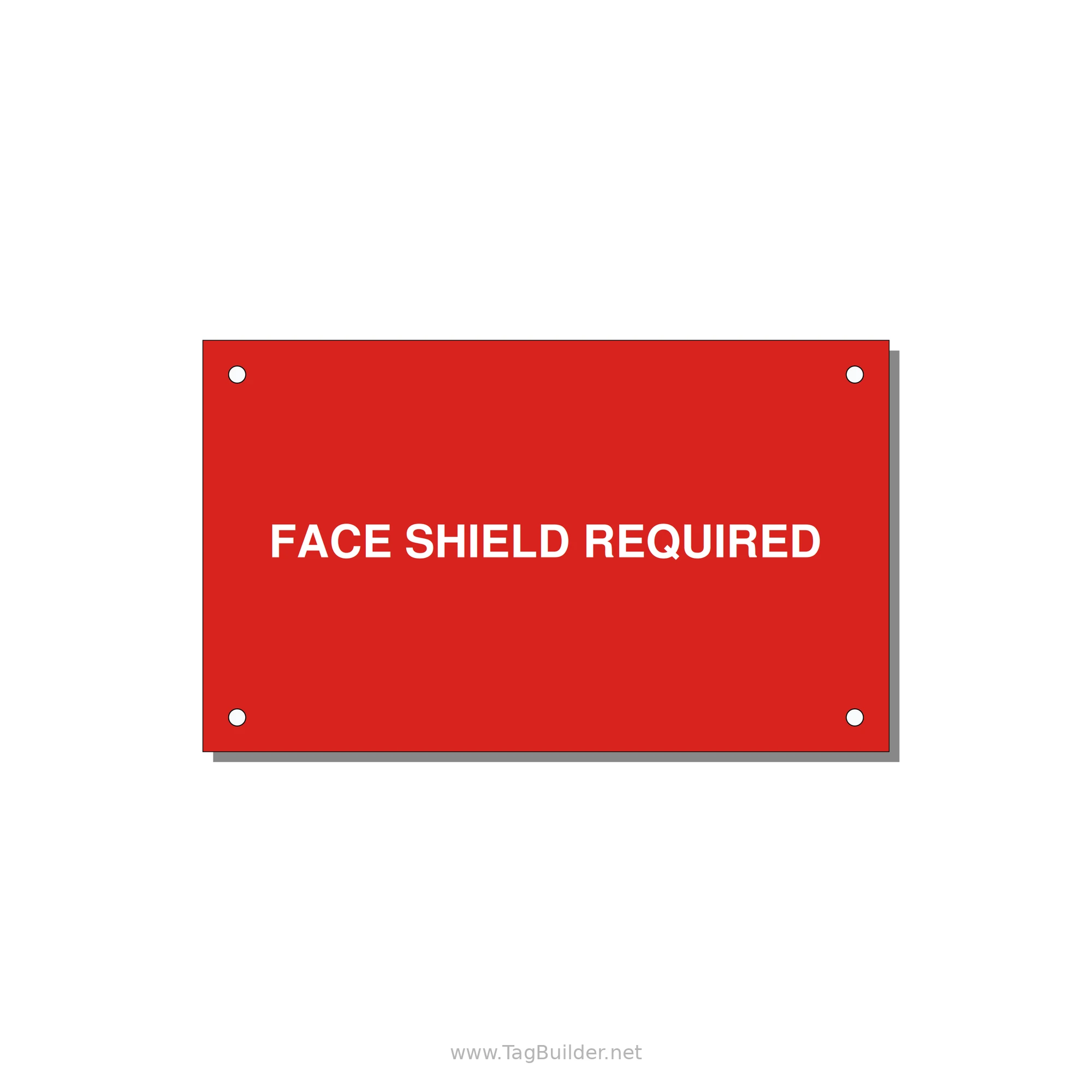 5.0x3.0" Safety Label - FACE SHIELD REQUIRED — 5x3" White on Red, Holes