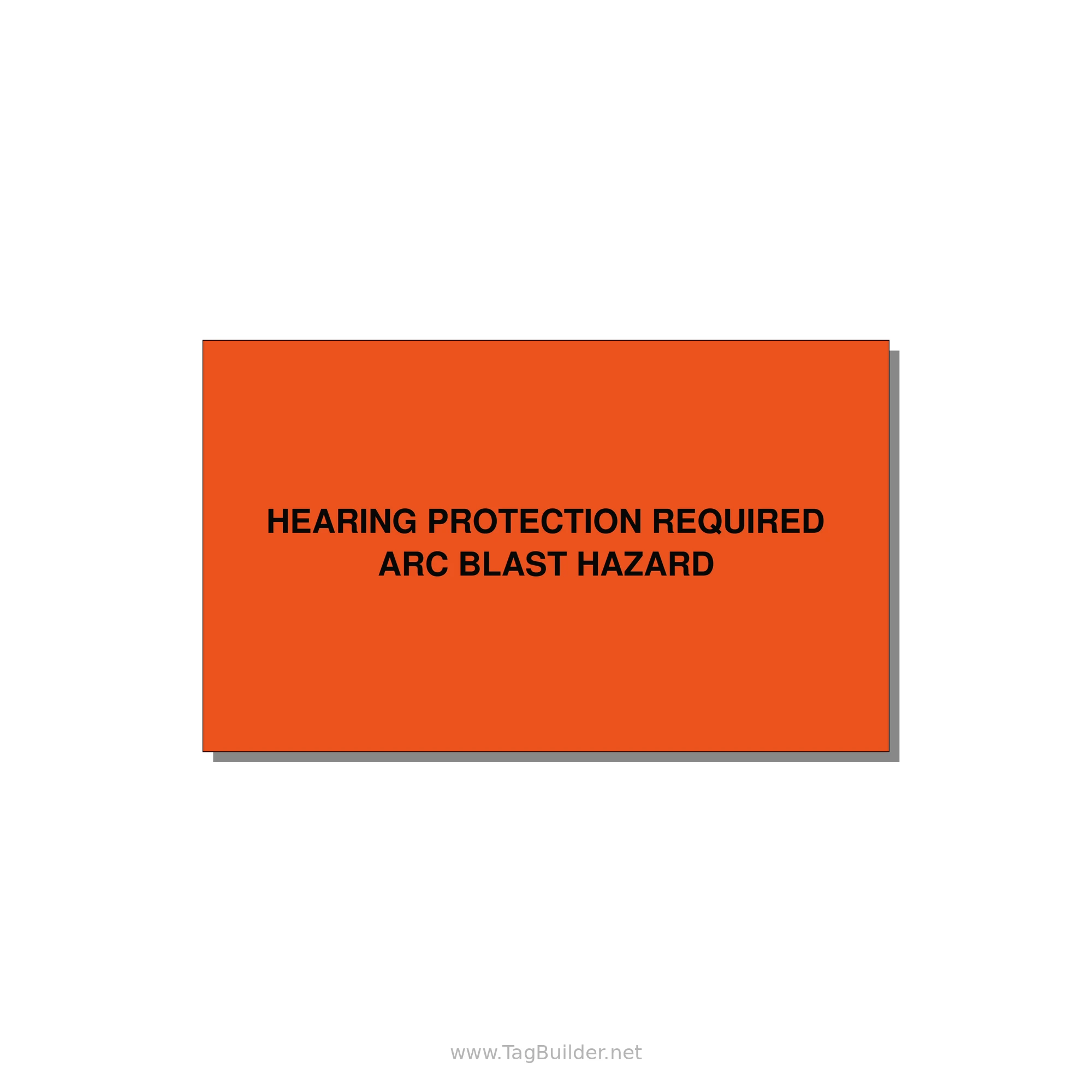 5.0x3.0" Safety Label - HEARING PROTECTION REQUIR — 5x3" Black on Orange, Adhesive