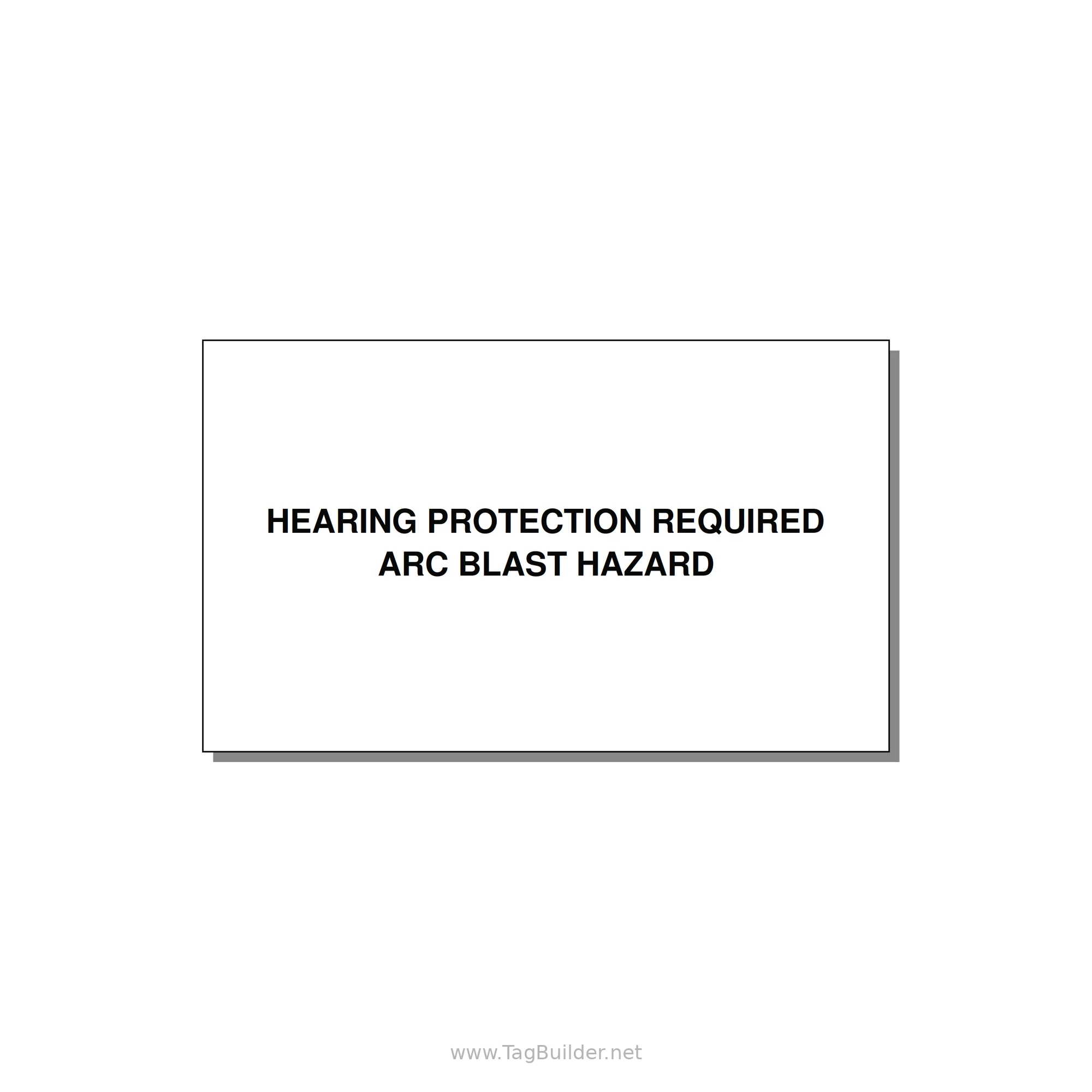 5.0x3.0" Safety Label - HEARING PROTECTION REQUIR — 5x3" Black on White, Adhesive