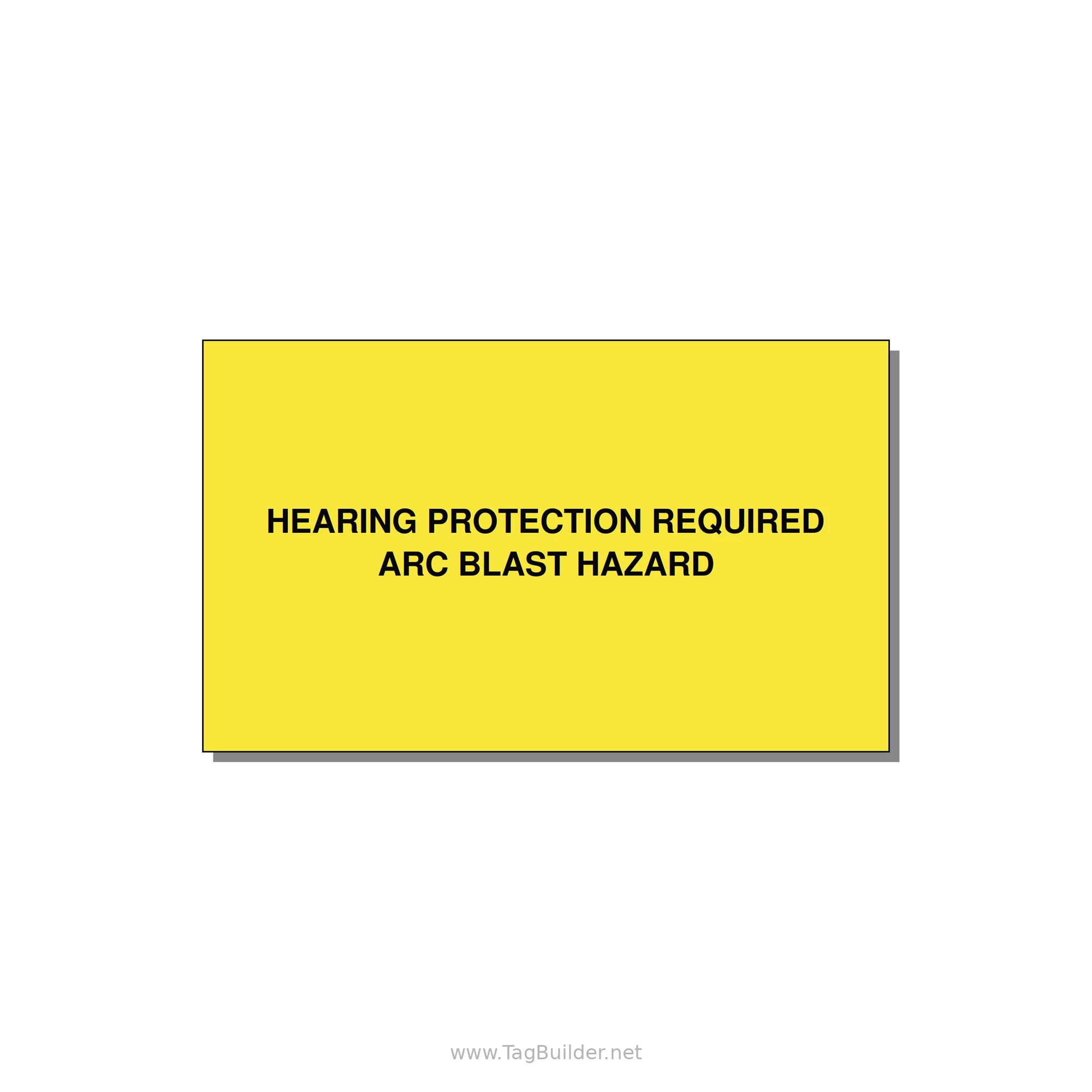 5.0x3.0" Safety Label - HEARING PROTECTION REQUIR — 5x3" Black on Yellow, Adhesive