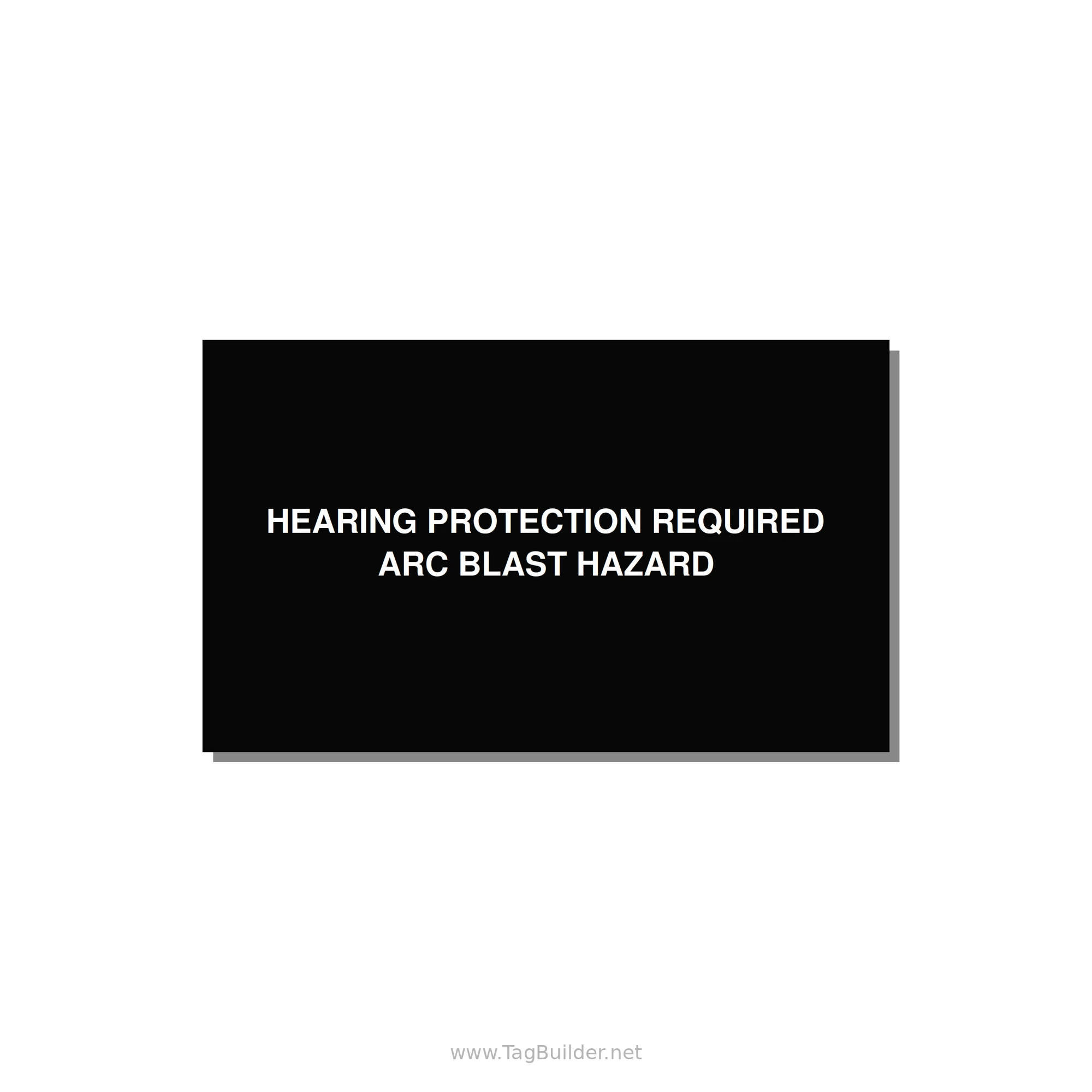 5.0x3.0" Safety Label - HEARING PROTECTION REQUIR — 5x3" White on Black, Adhesive