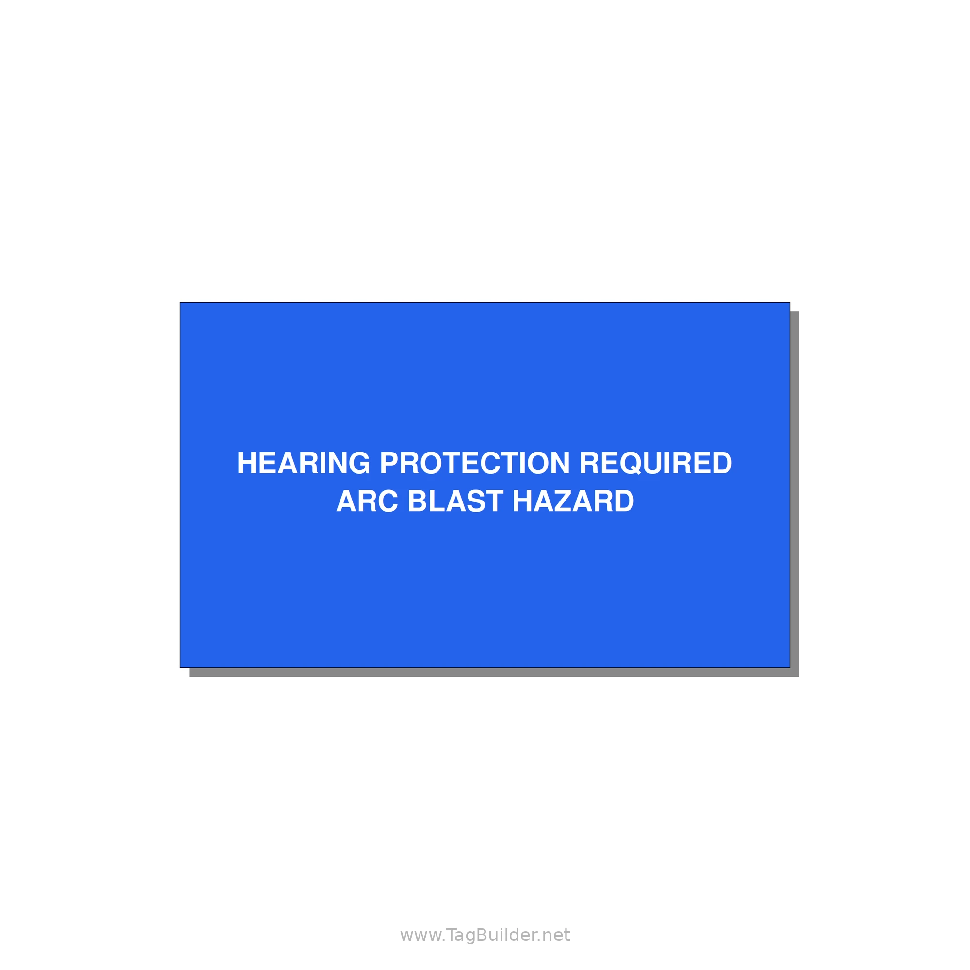 5.0x3.0" Safety Label - HEARING PROTECTION REQUIR — 5x3" White on Blue, Adhesive