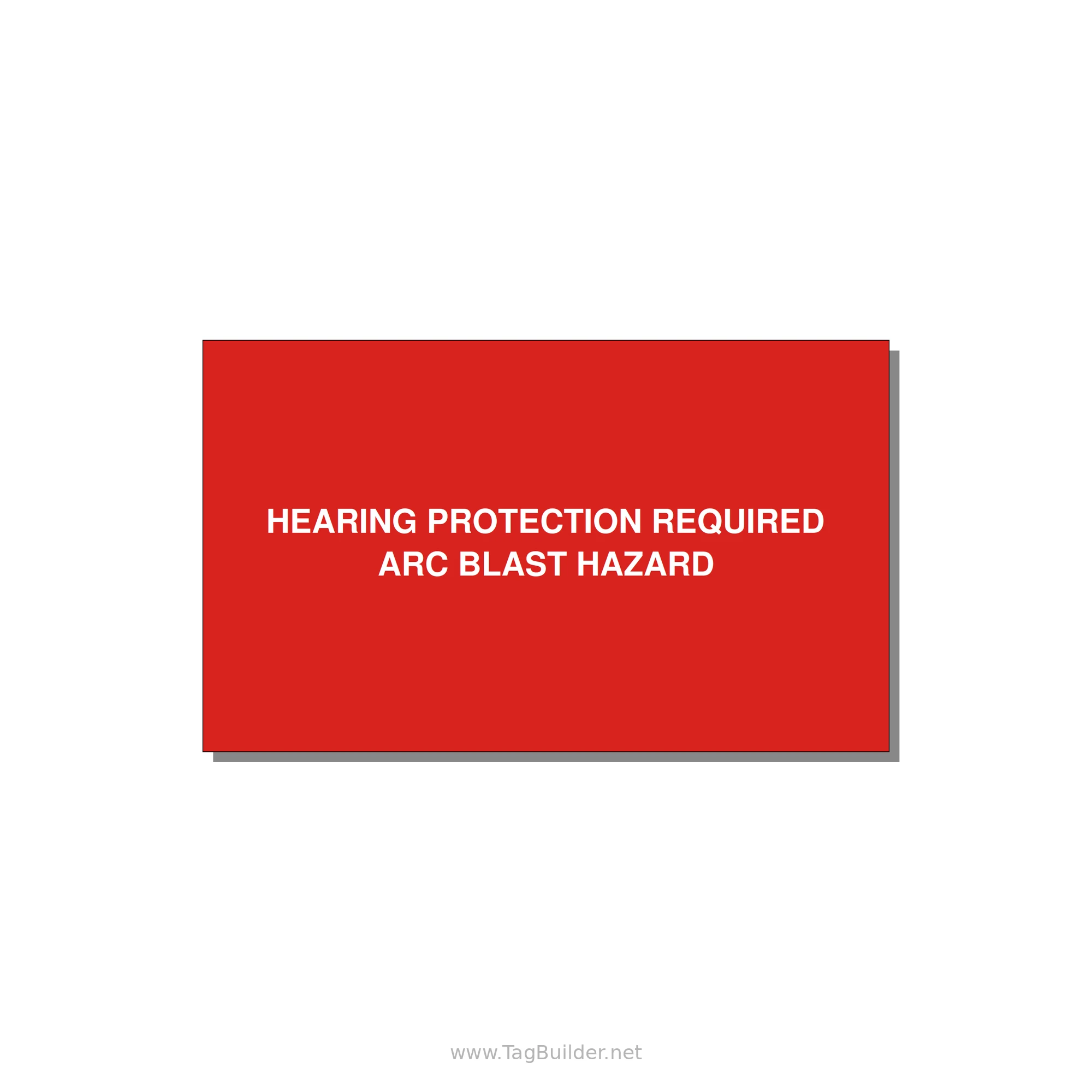 5.0x3.0" Safety Label - HEARING PROTECTION REQUIR — 5x3" White on Red, Adhesive