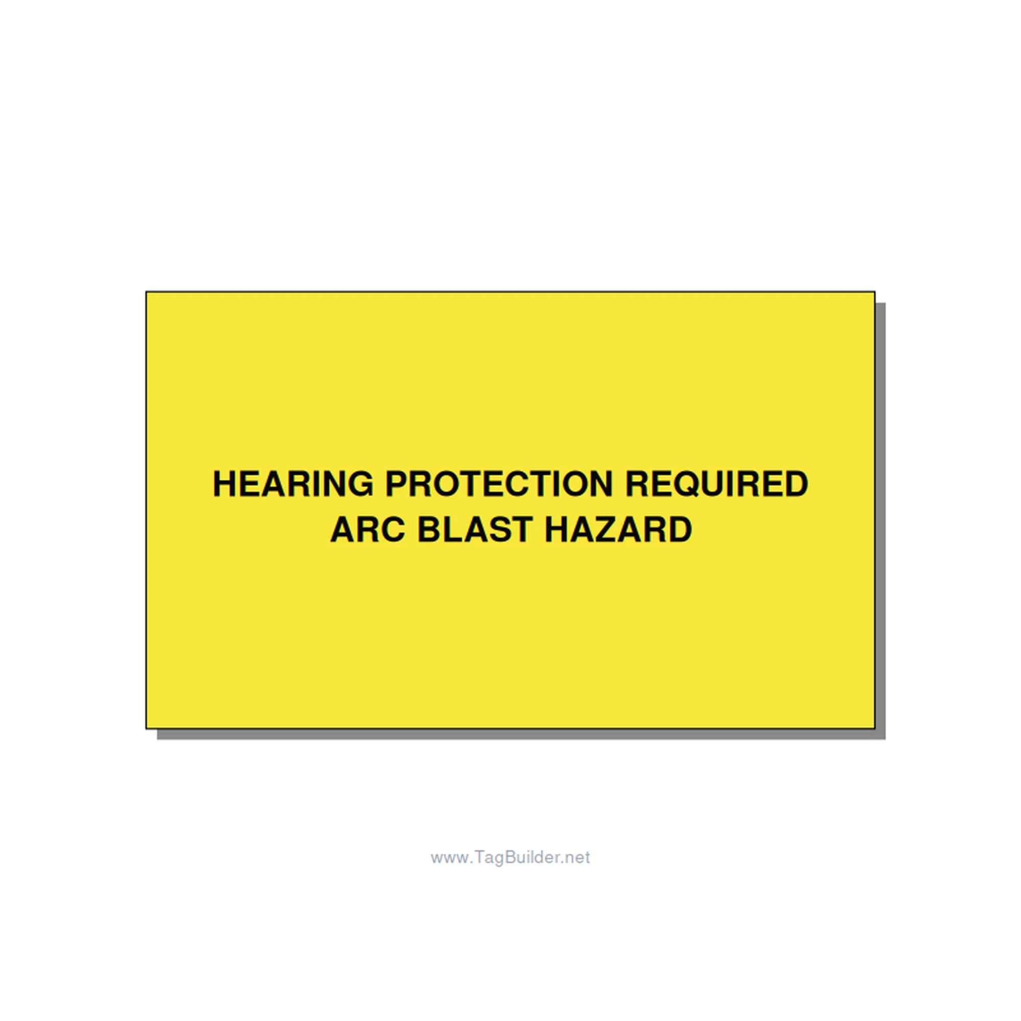 5.0x3.0" Safety Label - HEARING PROTECTION REQUIR, Black/Yellow, Adhesive