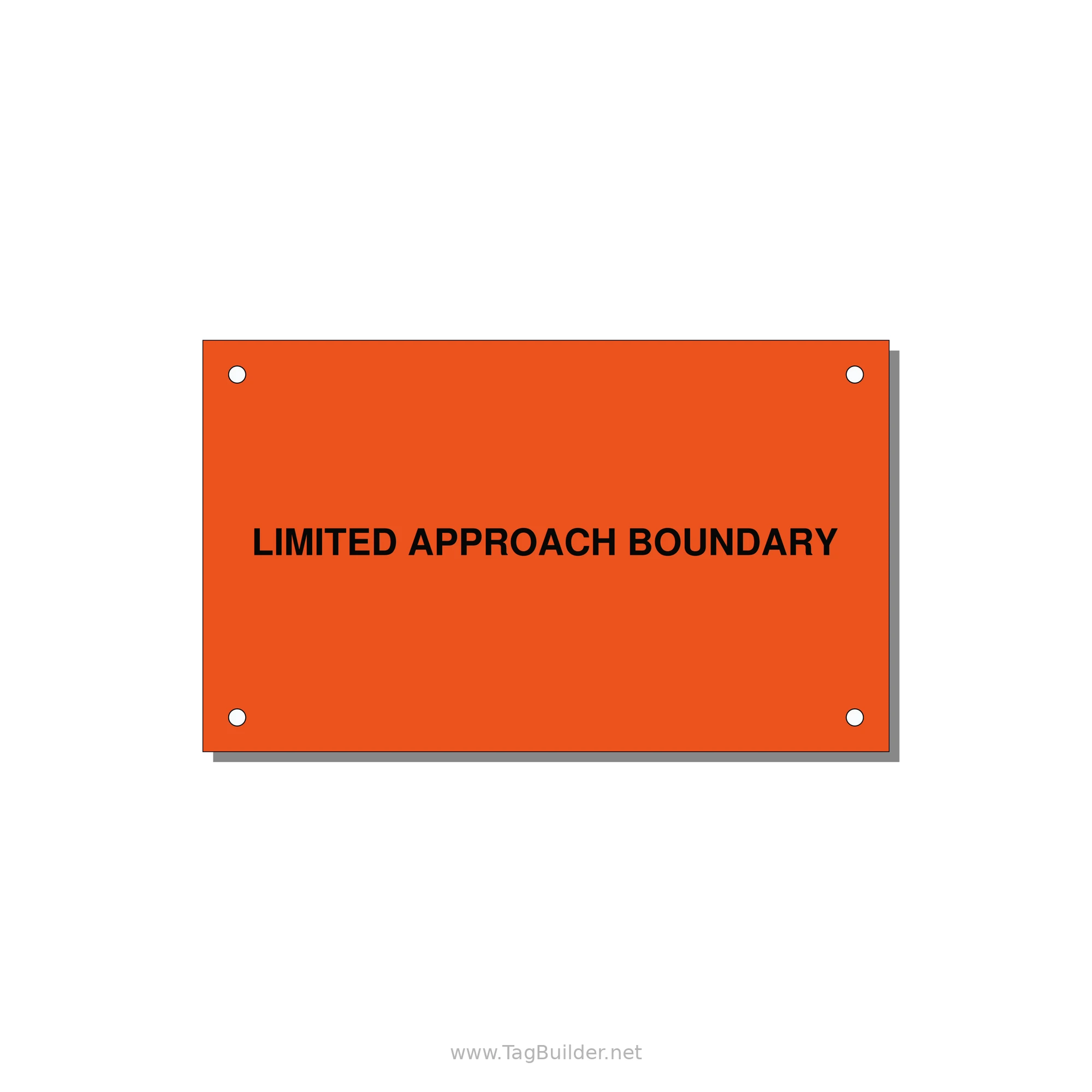 5.0x3.0" Safety Label - LIMITED APPROACH BOUNDARY — 5x3" Black on Orange, Holes