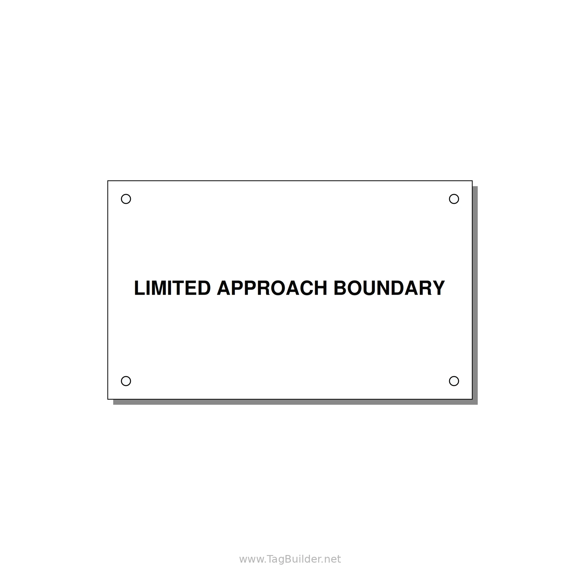 5.0x3.0" Safety Label - LIMITED APPROACH BOUNDARY — 5x3" Black on White, Holes