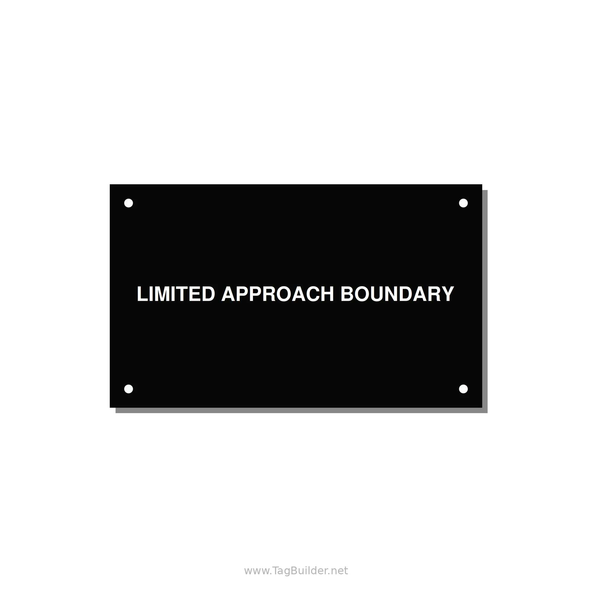 5.0x3.0" Safety Label - LIMITED APPROACH BOUNDARY — 5x3" White on Black, Holes