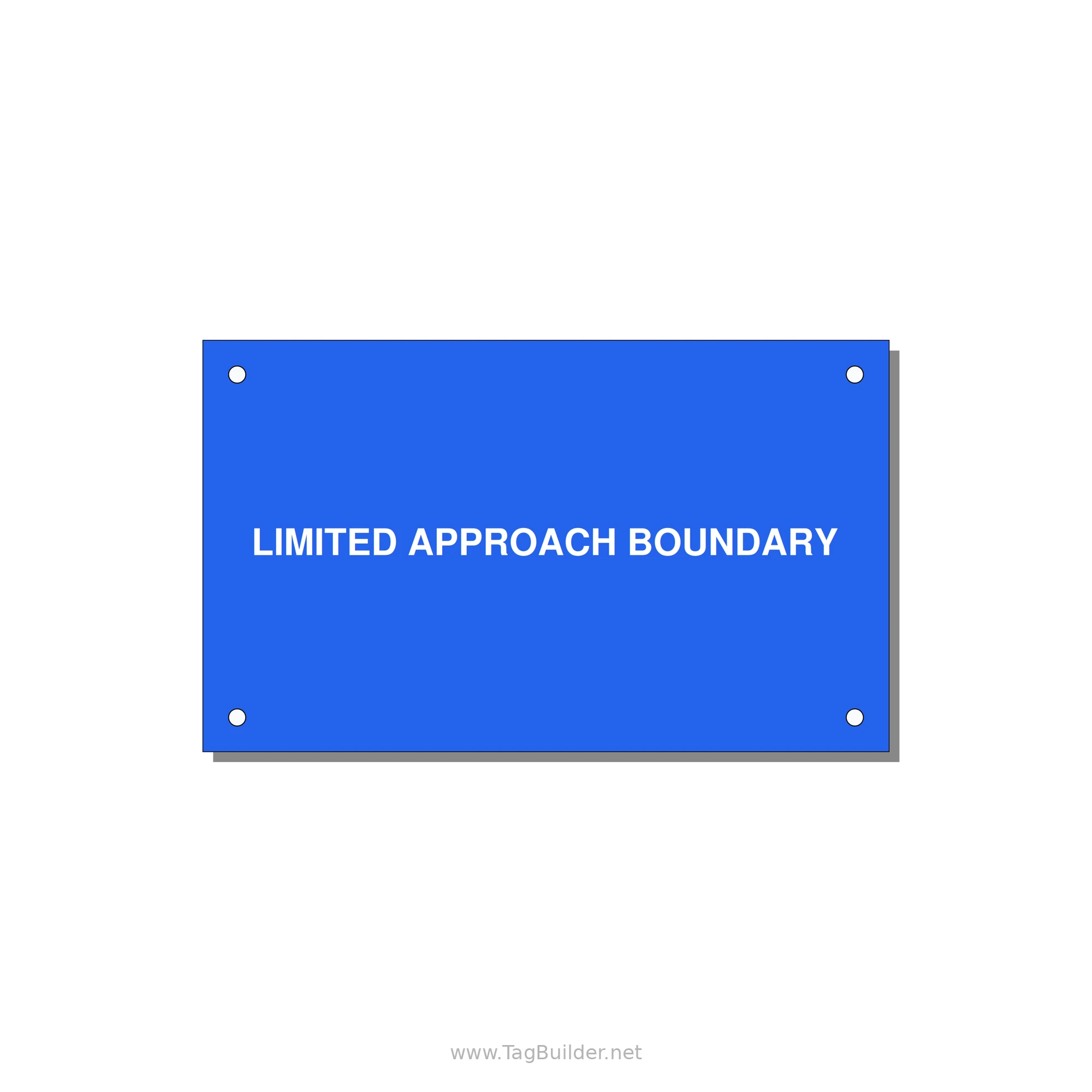 5.0x3.0" Safety Label - LIMITED APPROACH BOUNDARY — 5x3" White on Blue, Holes