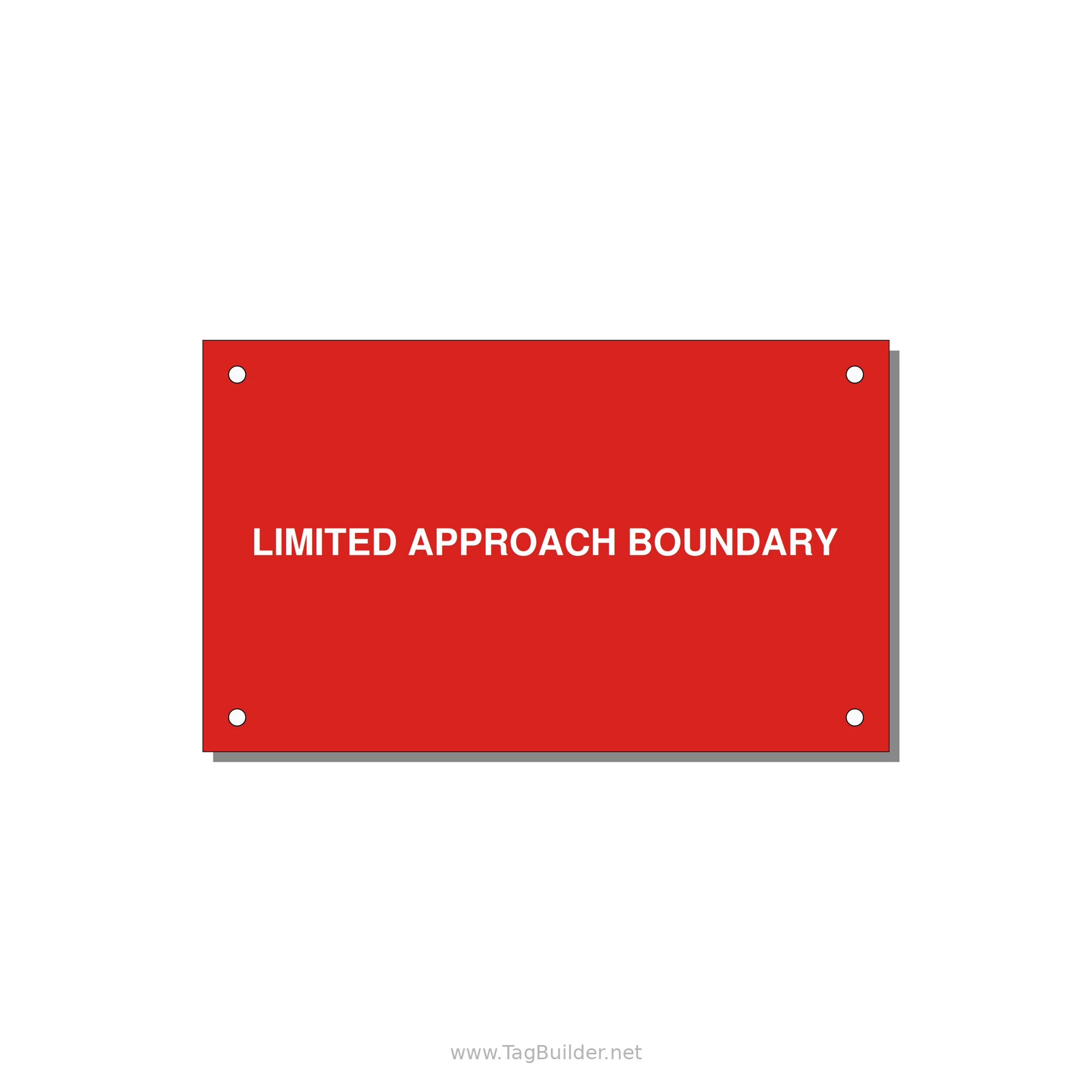 5.0x3.0" Safety Label - LIMITED APPROACH BOUNDARY — 5x3" White on Red, Holes
