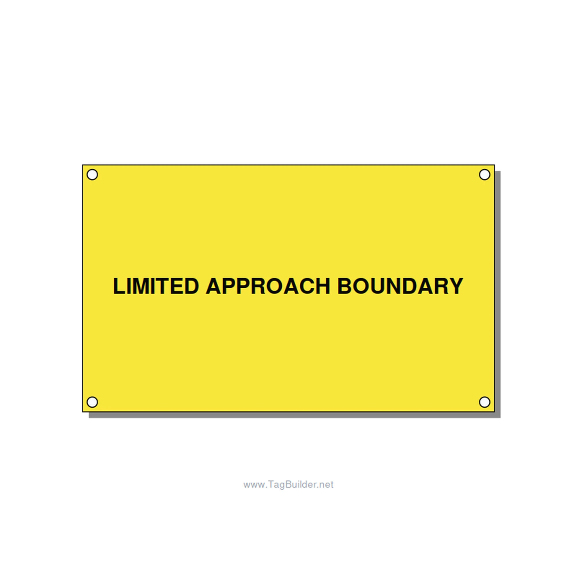 5.0x3.0" Safety Label - LIMITED APPROACH BOUNDARY, Black/Yellow, Holes