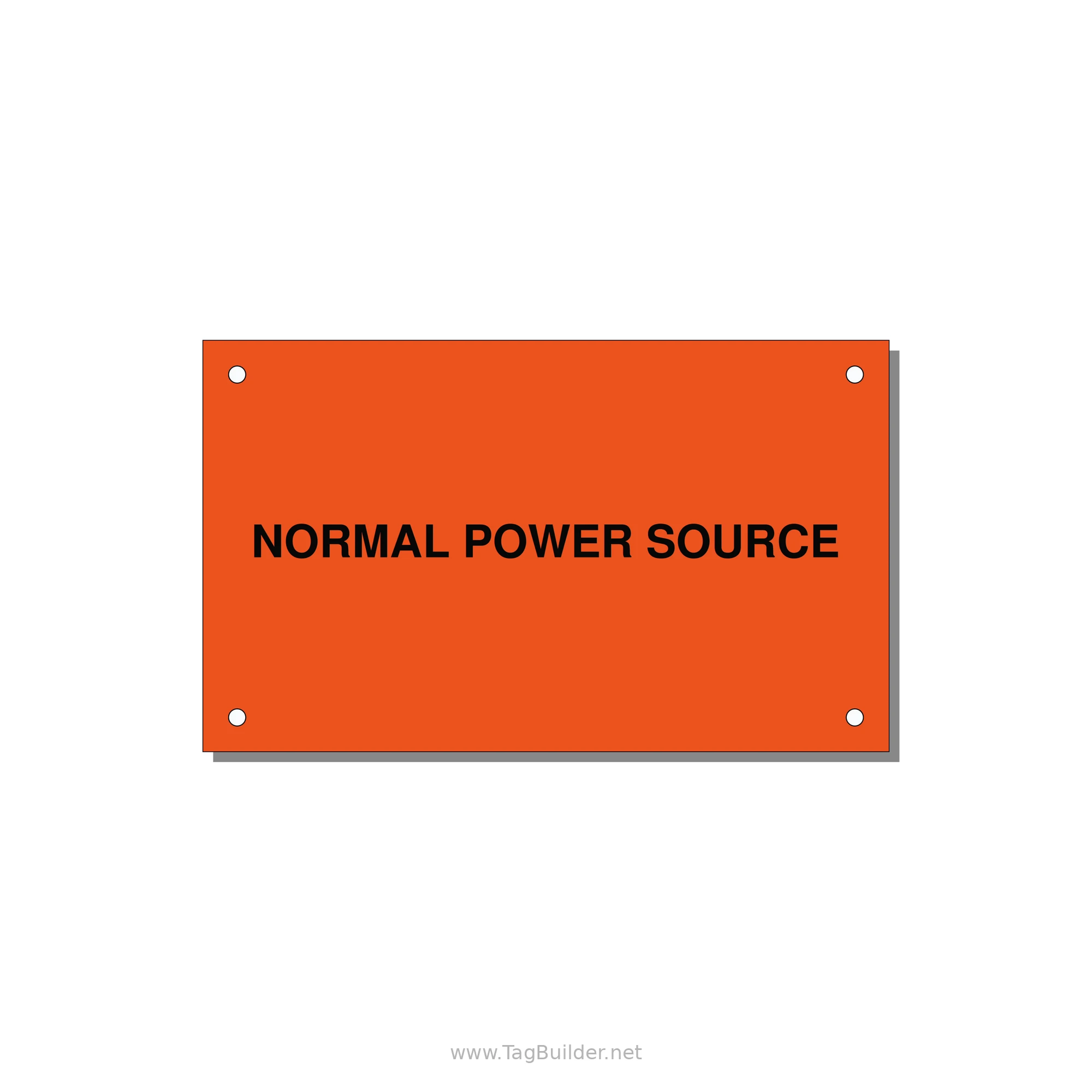 5.0x3.0" Safety Label - NORMAL POWER SOURCE — 5x3" Black on Orange, Holes