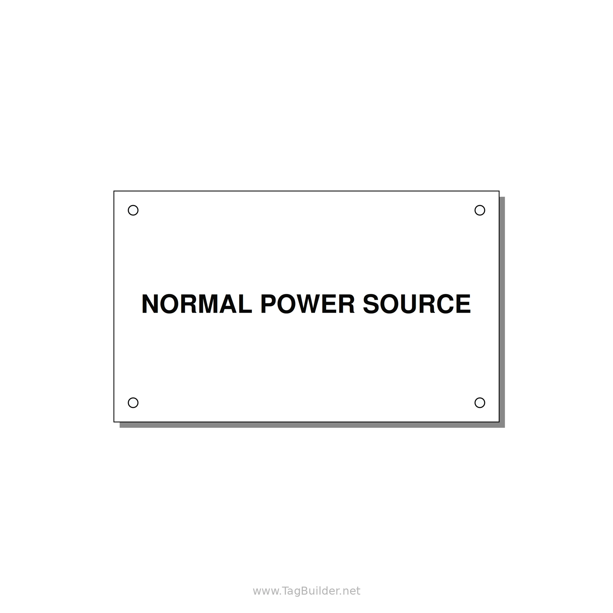 5.0x3.0" Safety Label - NORMAL POWER SOURCE — 5x3" Black on White, Holes