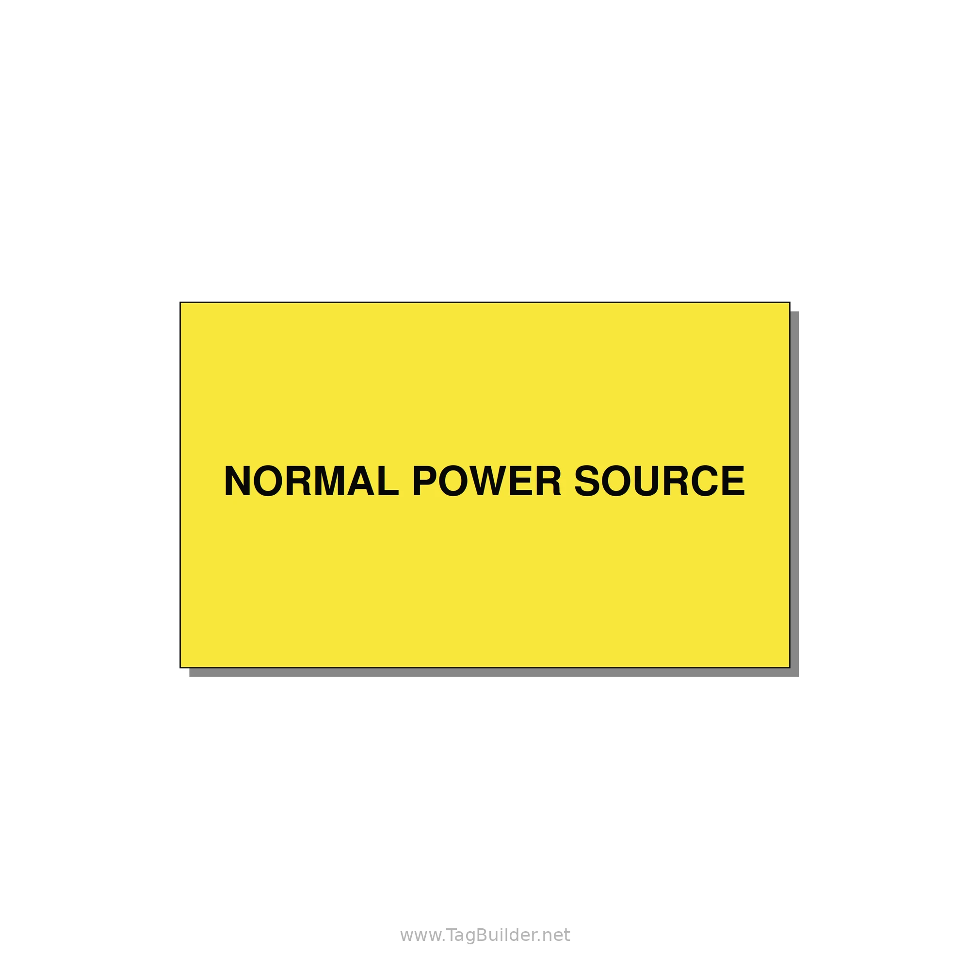 5.0x3.0" Safety Label - NORMAL POWER SOURCE — 5x3" Black on Yellow, Adhesive