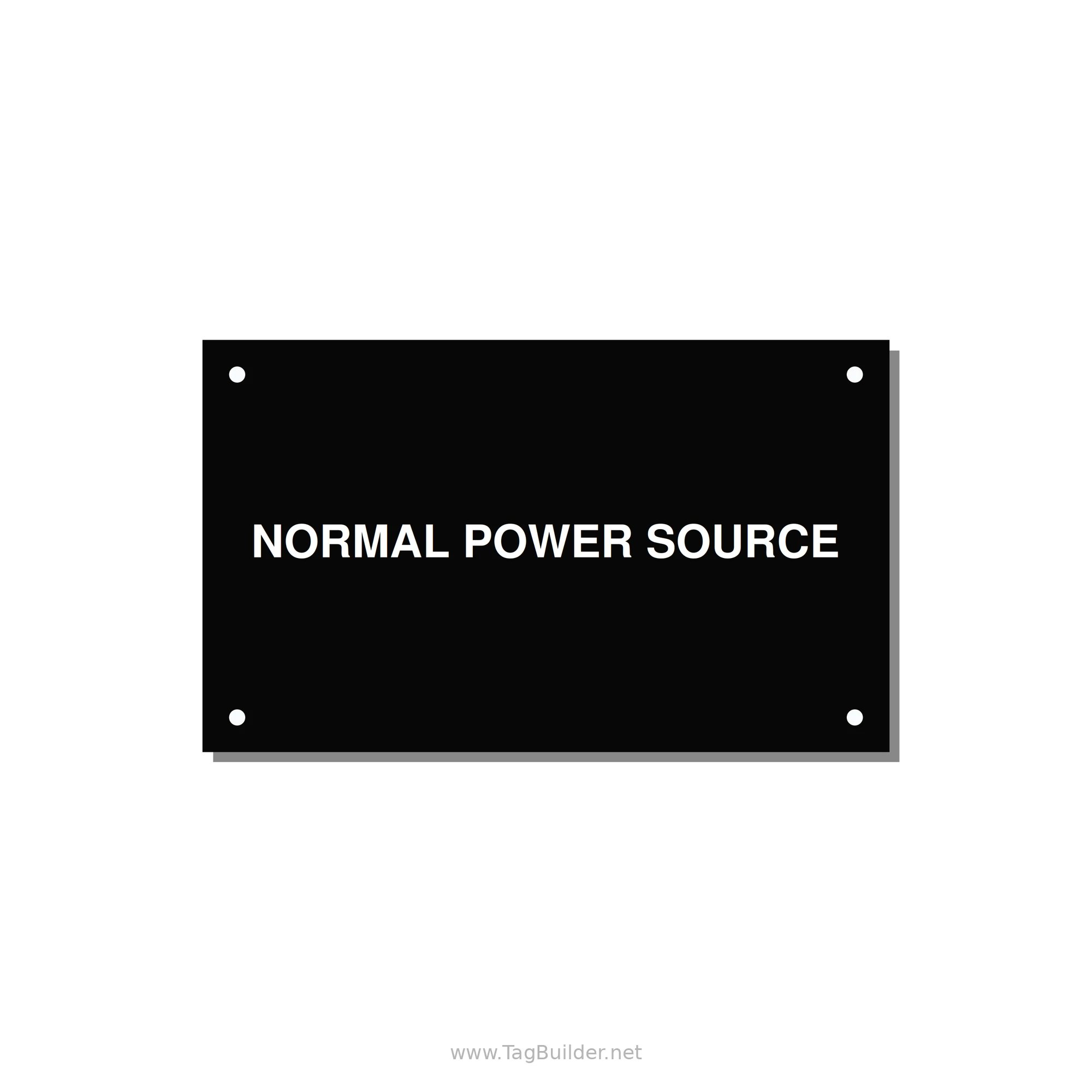 5.0x3.0" Safety Label - NORMAL POWER SOURCE — 5x3" White on Black, Holes