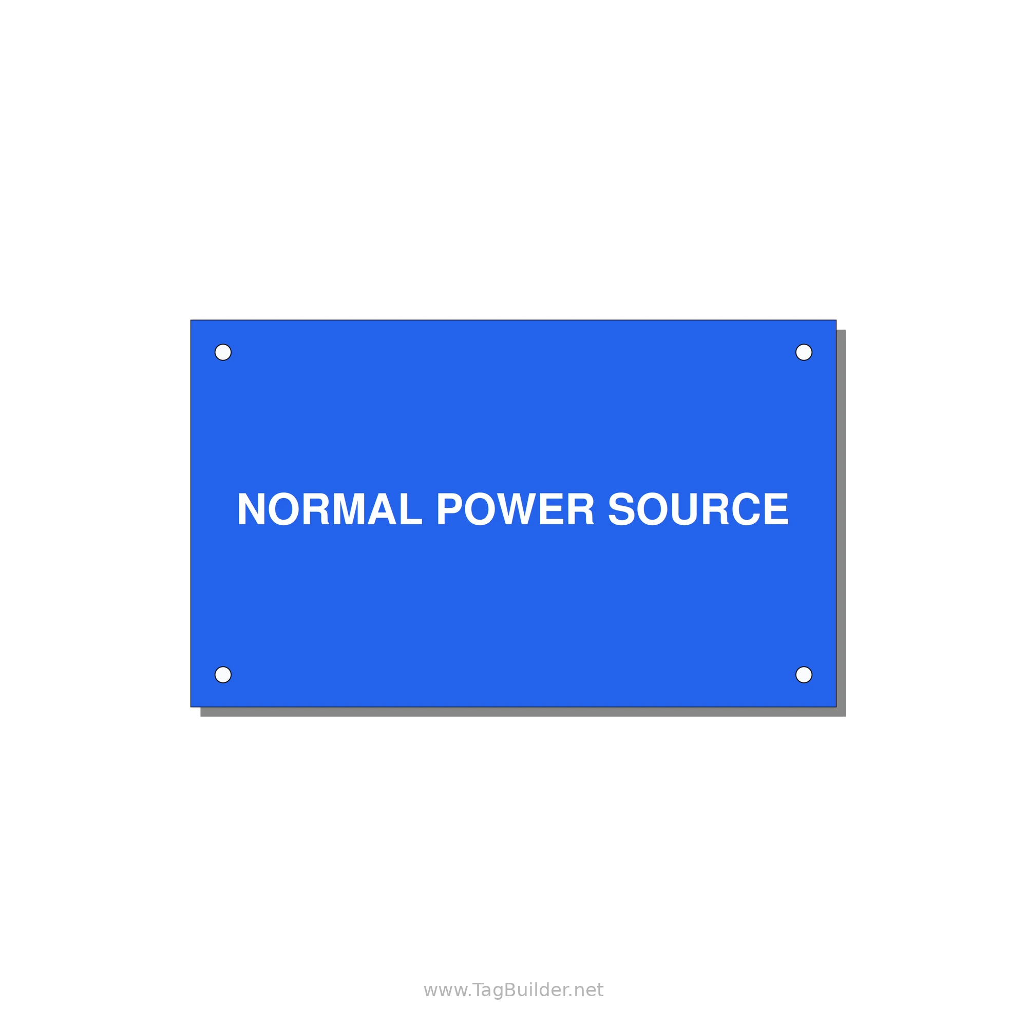 5.0x3.0" Safety Label - NORMAL POWER SOURCE — 5x3" White on Blue, Holes