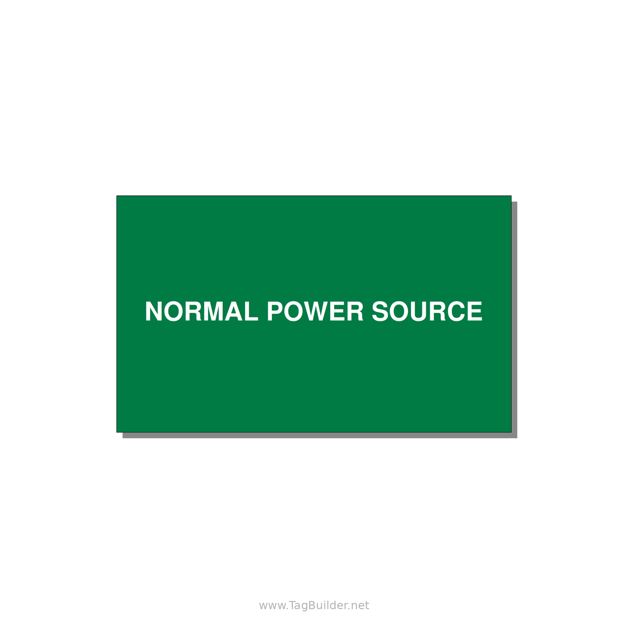 5.0x3.0" Safety Label - NORMAL POWER SOURCE — 5x3" White on Green, Adhesive