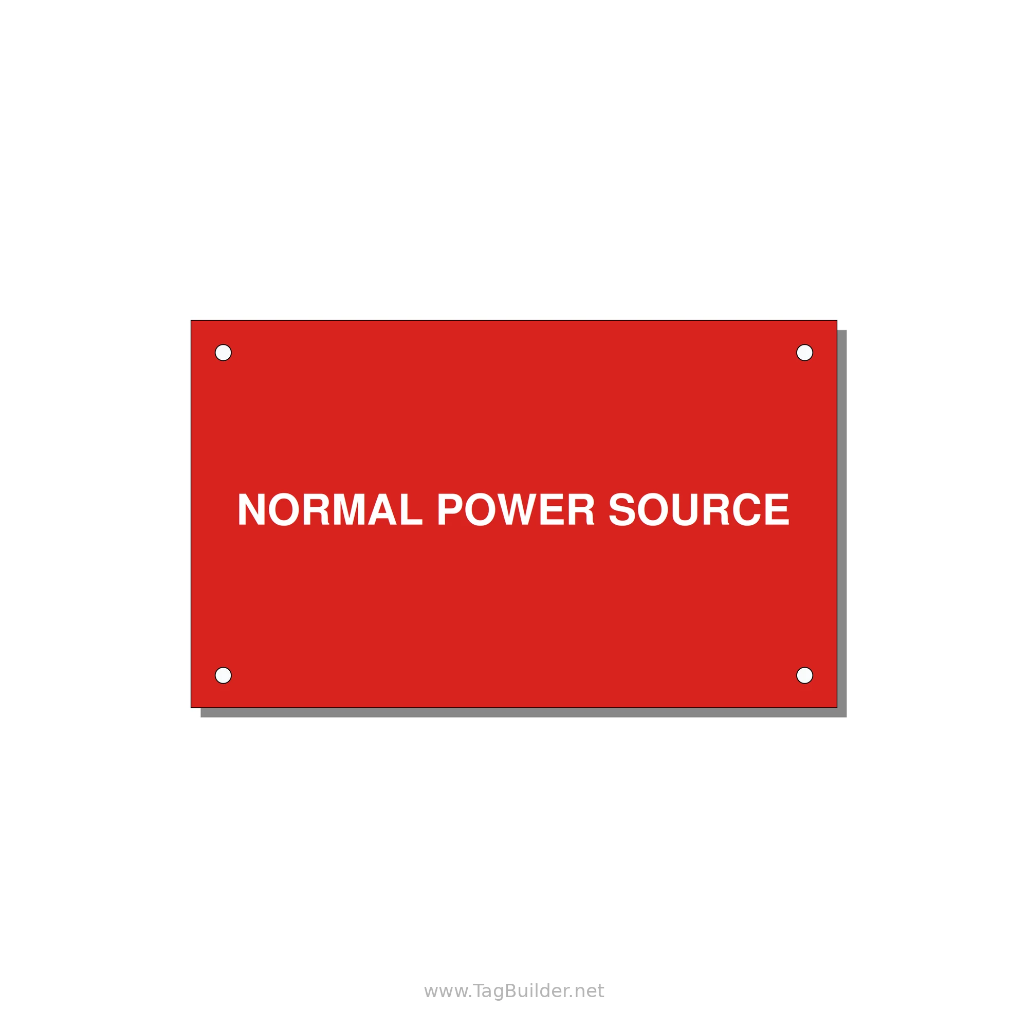 5.0x3.0" Safety Label - NORMAL POWER SOURCE — 5x3" White on Red, Holes