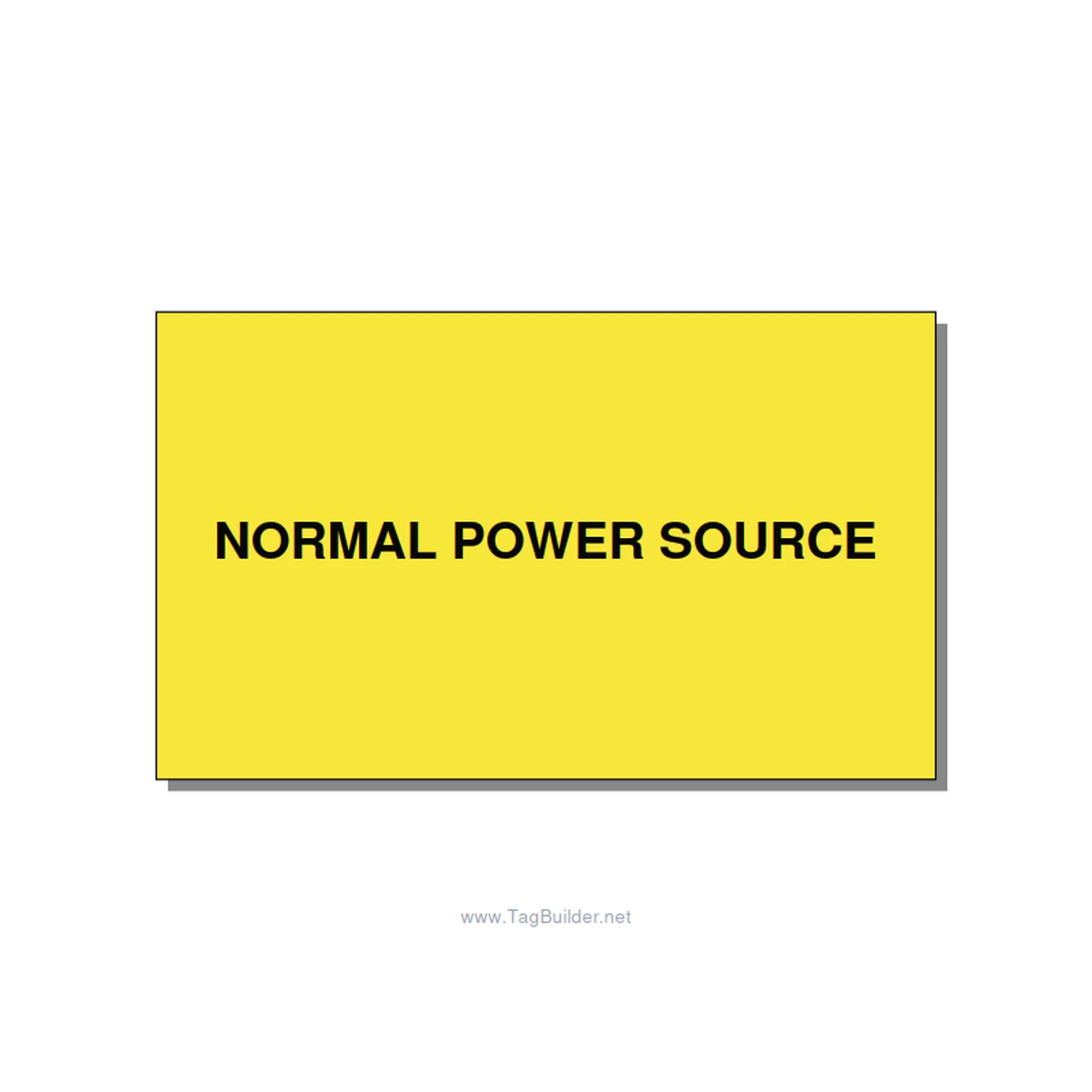 5.0x3.0" Safety Label - NORMAL POWER SOURCE, Black/Yellow, Adhesive