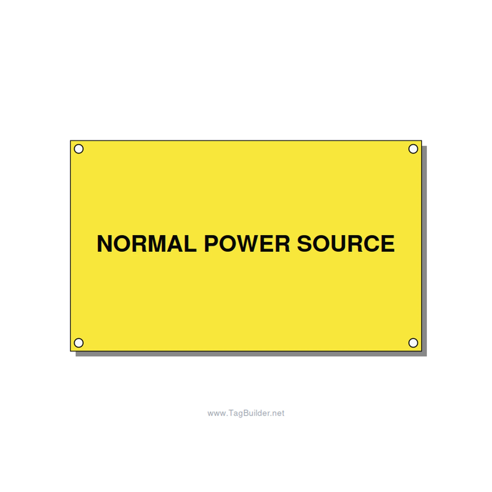 5.0x3.0" Safety Label - NORMAL POWER SOURCE, Black/Yellow, Holes