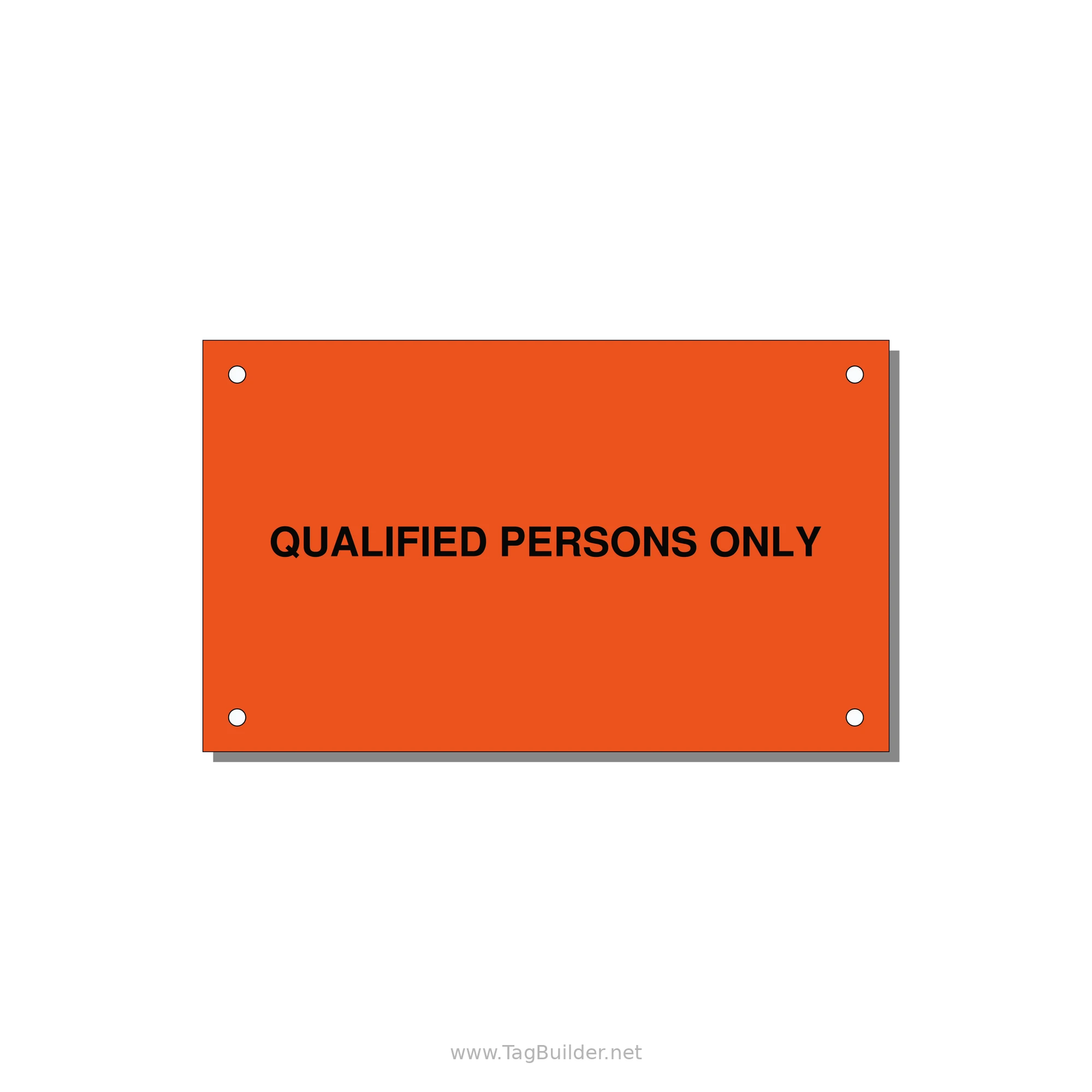 5.0x3.0" Safety Label - QUALIFIED PERSONS ONLY — 5x3" Black on Orange, Holes