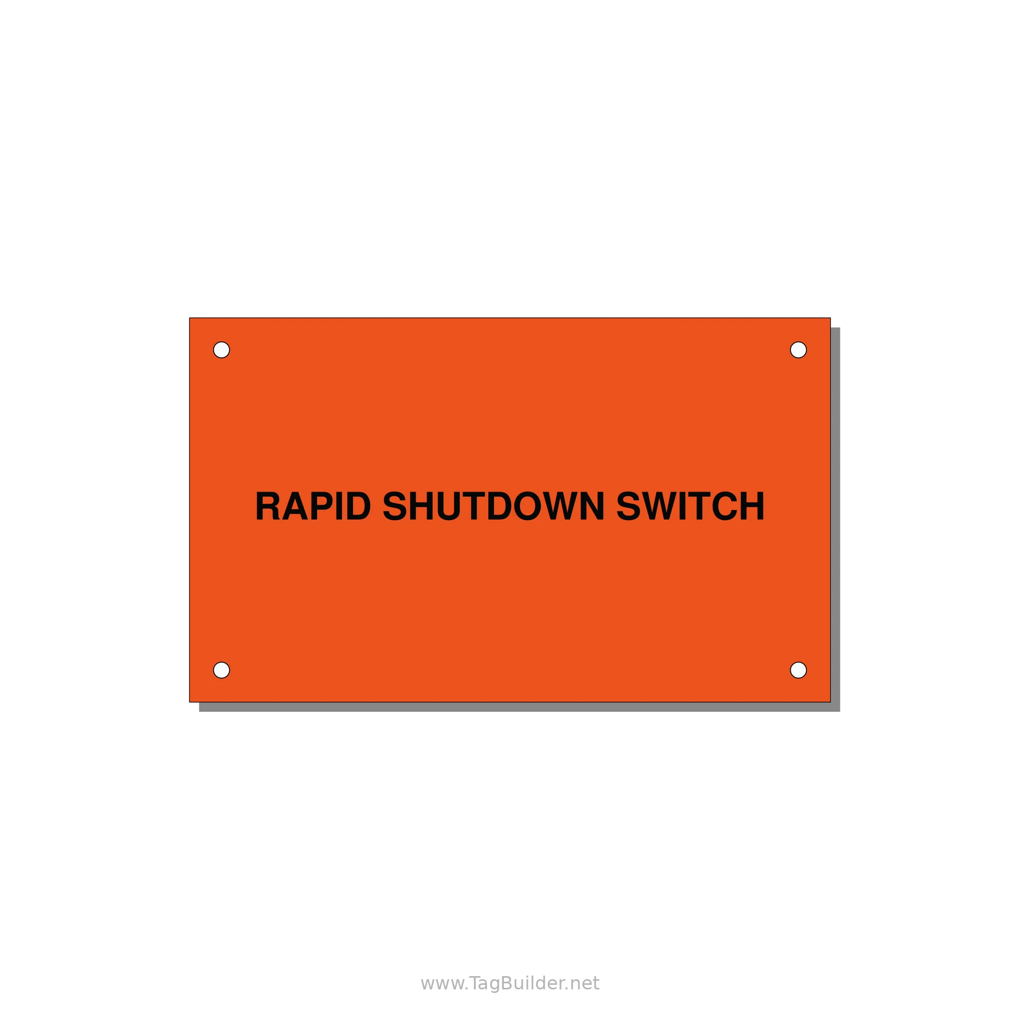 5.0x3.0" Safety Label - RAPID SHUTDOWN SWITCH — 5x3" Black on Orange, Holes