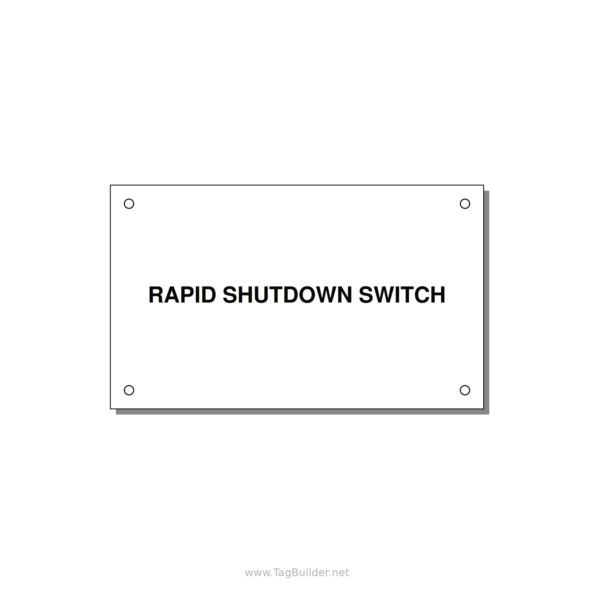 5.0x3.0" Safety Label - RAPID SHUTDOWN SWITCH — 5x3" Black on White, Holes
