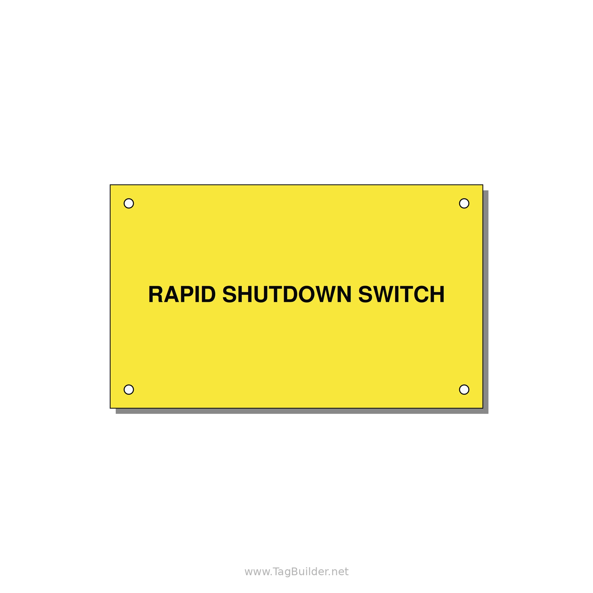 5.0x3.0" Safety Label - RAPID SHUTDOWN SWITCH — 5x3" Black on Yellow, Holes