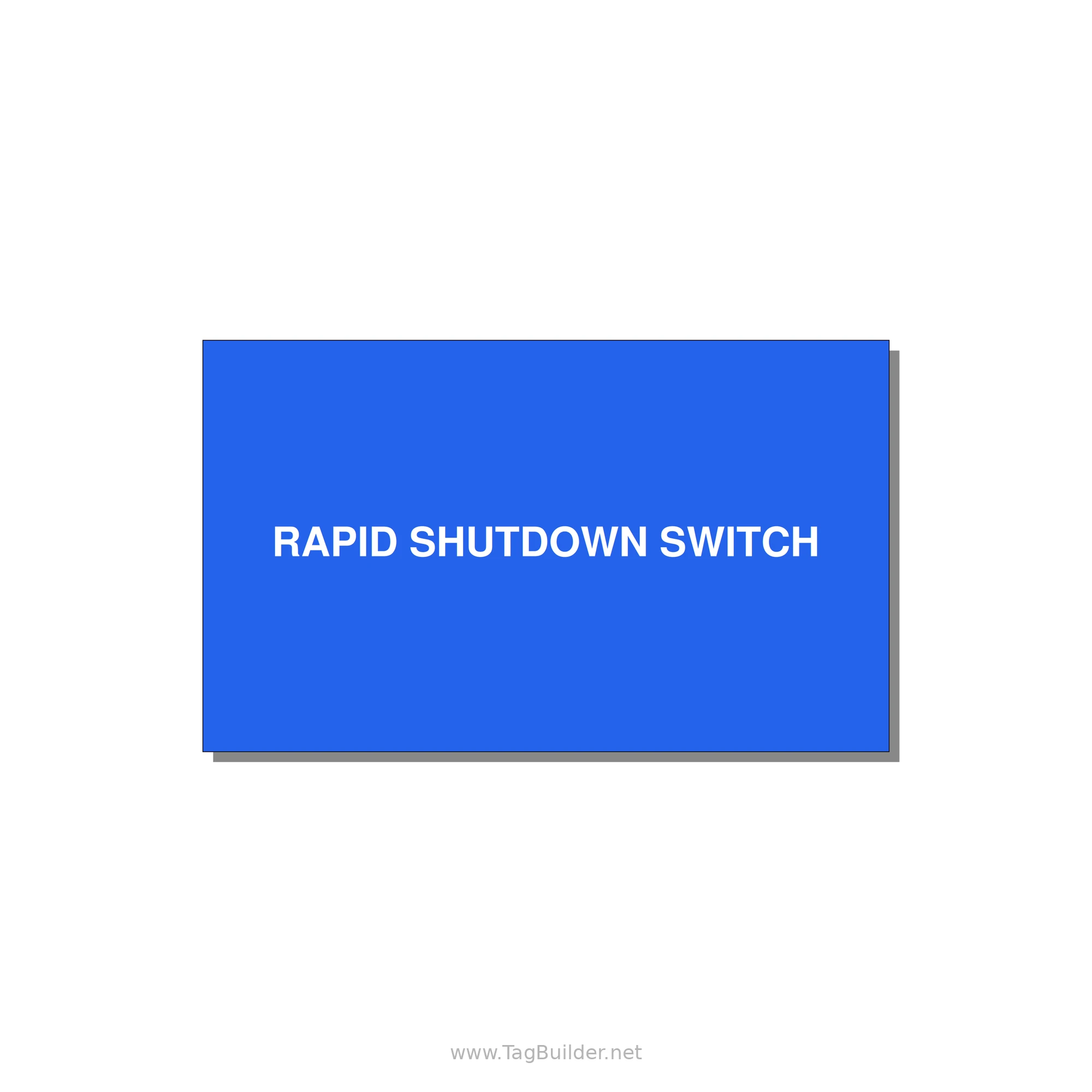 5.0x3.0" Safety Label - RAPID SHUTDOWN SWITCH — 5x3" White on Blue, Adhesive