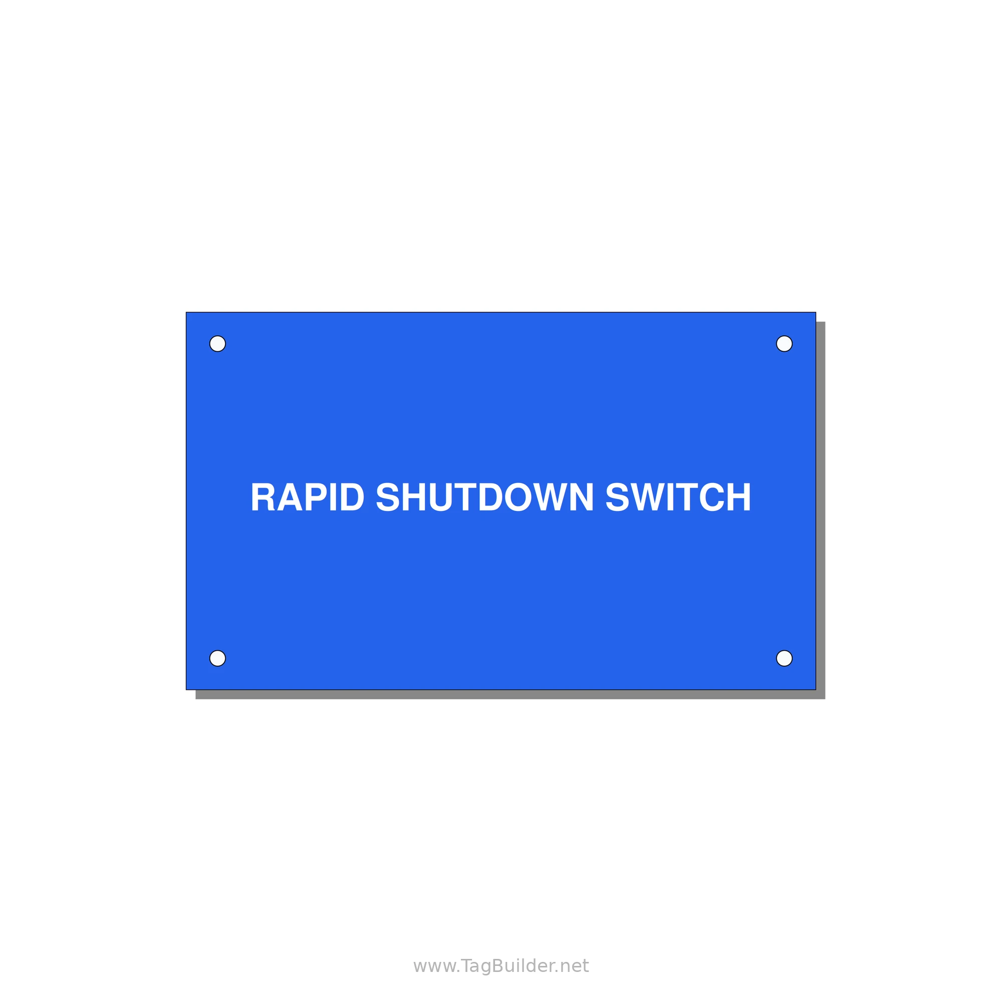 5.0x3.0" Safety Label - RAPID SHUTDOWN SWITCH — 5x3" White on Blue, Holes