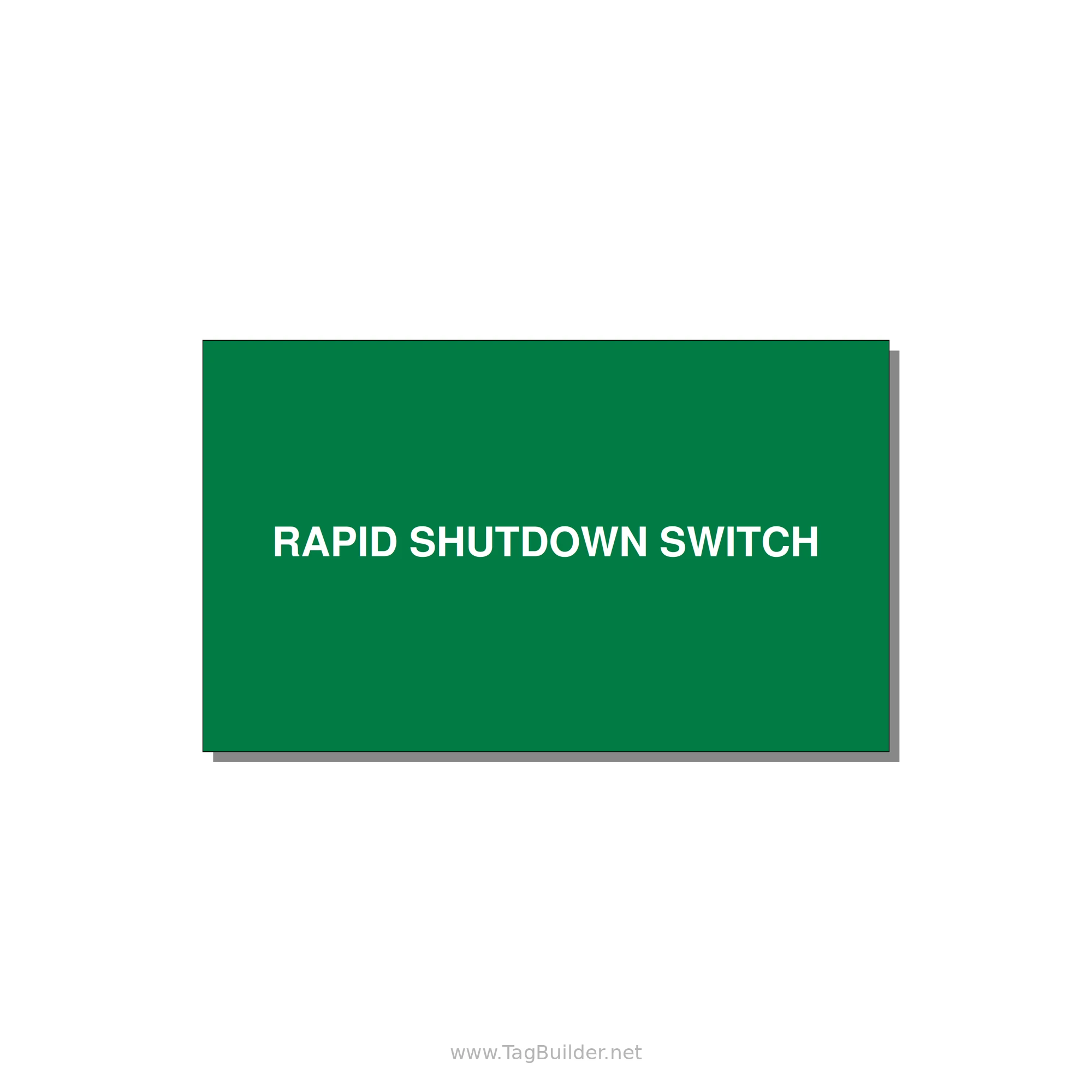5.0x3.0" Safety Label - RAPID SHUTDOWN SWITCH — 5x3" White on Green, Adhesive