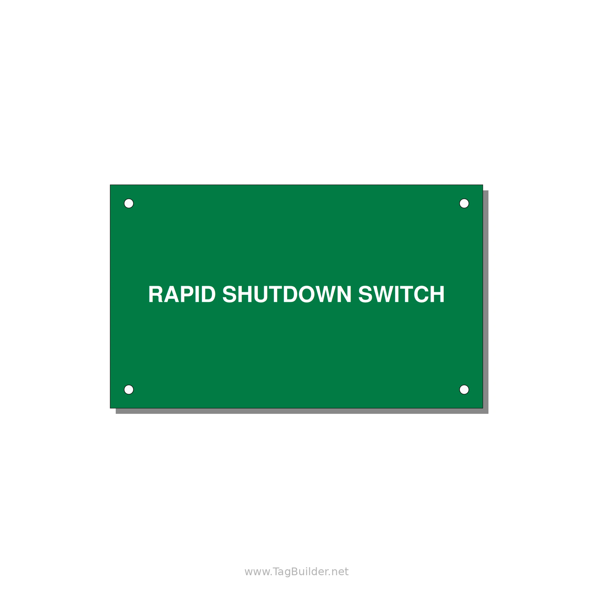 5.0x3.0" Safety Label - RAPID SHUTDOWN SWITCH — 5x3" White on Green, Holes