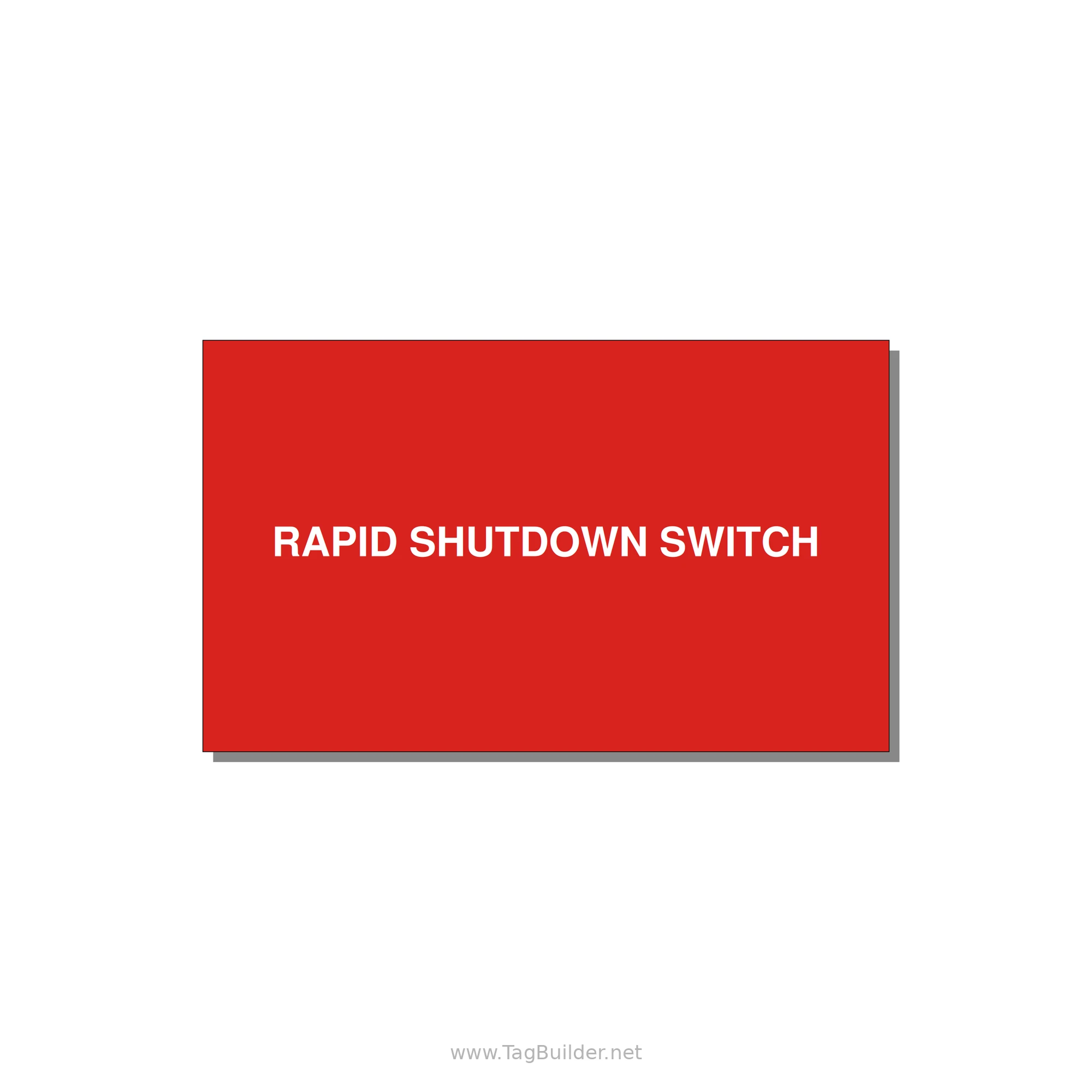 5.0x3.0" Safety Label - RAPID SHUTDOWN SWITCH — 5x3" White on Red, Adhesive