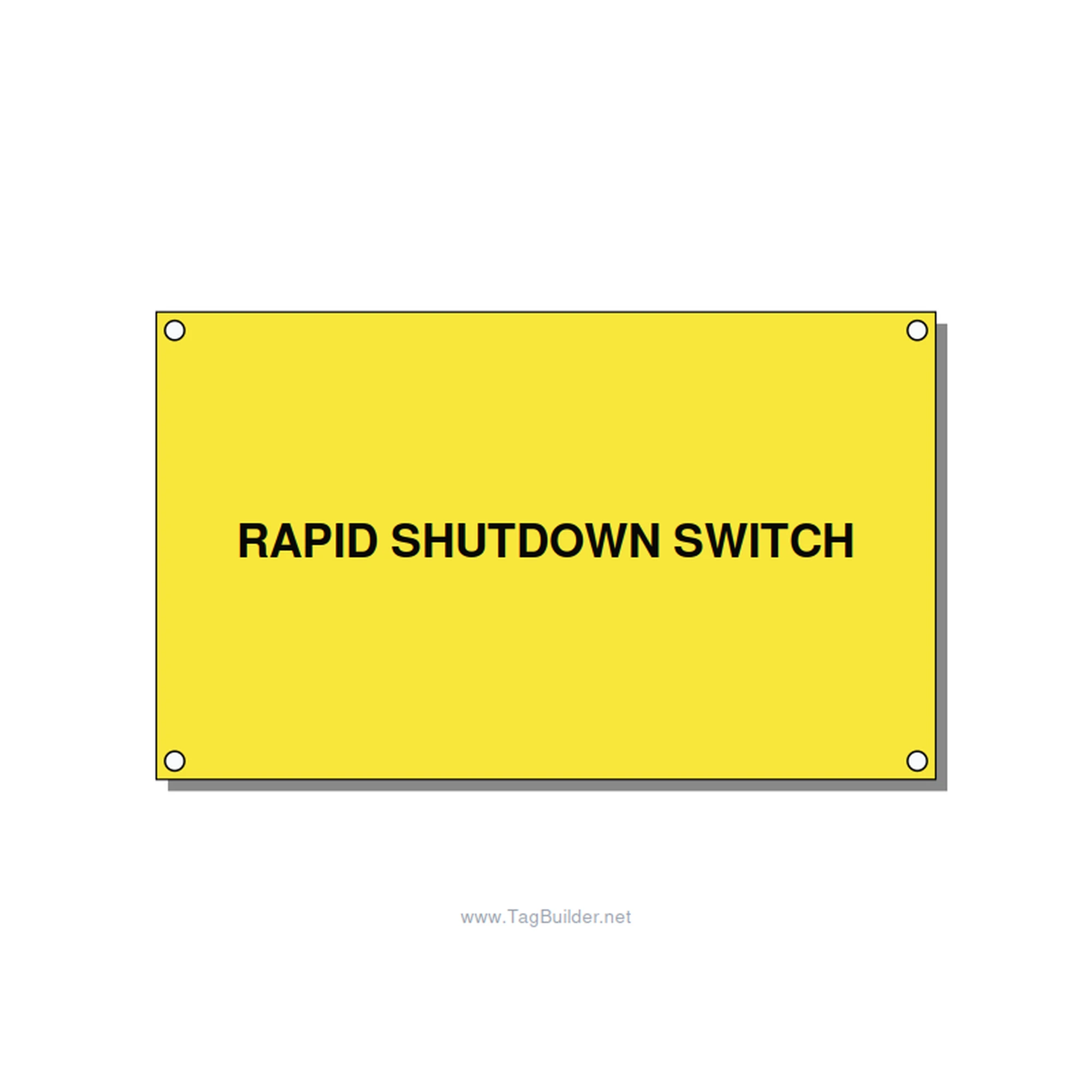 5.0x3.0" Safety Label - RAPID SHUTDOWN SWITCH, Black/Yellow, Holes