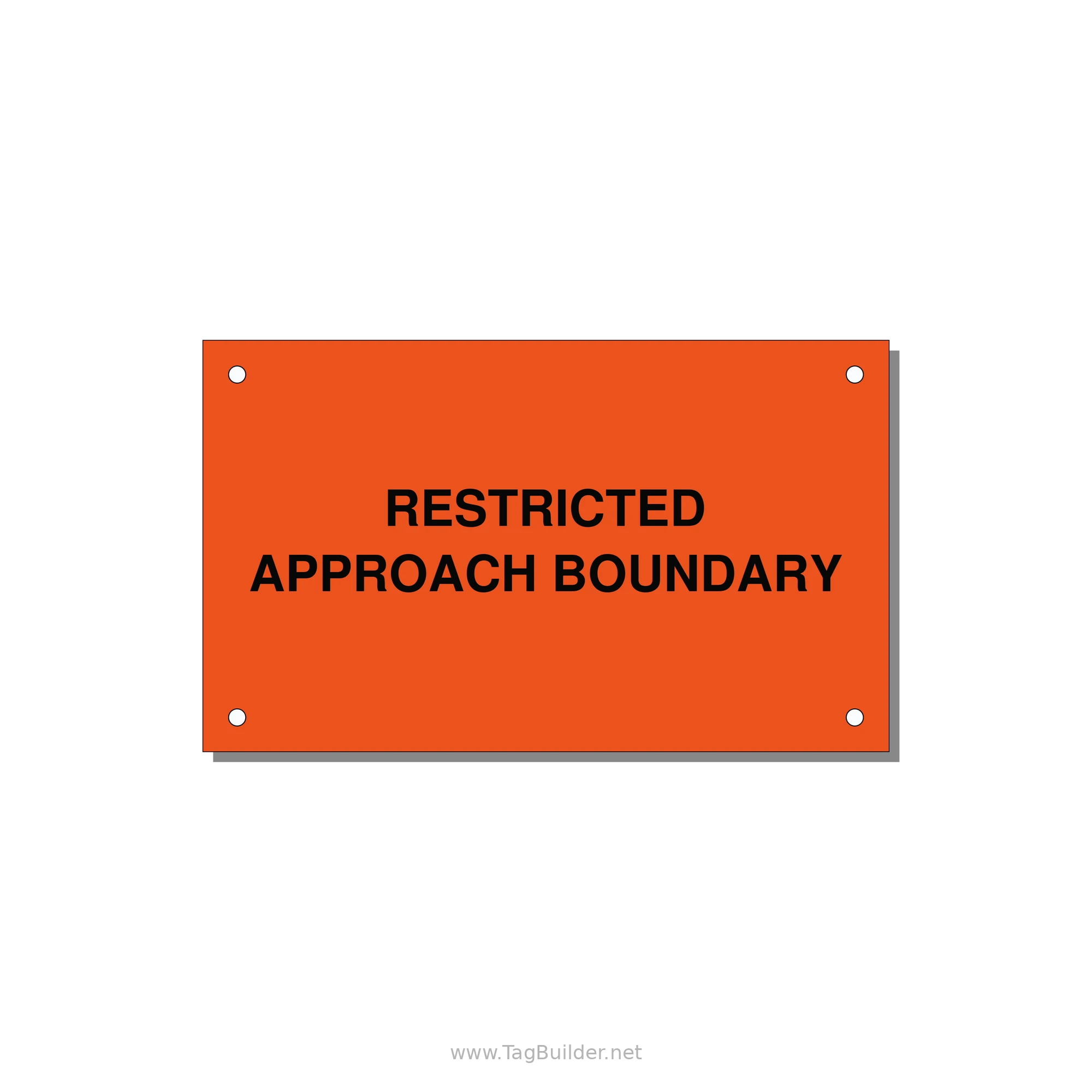5.0x3.0" Safety Label - RESTRICTED APPROACH BOUND — 5x3" Black on Orange, Holes