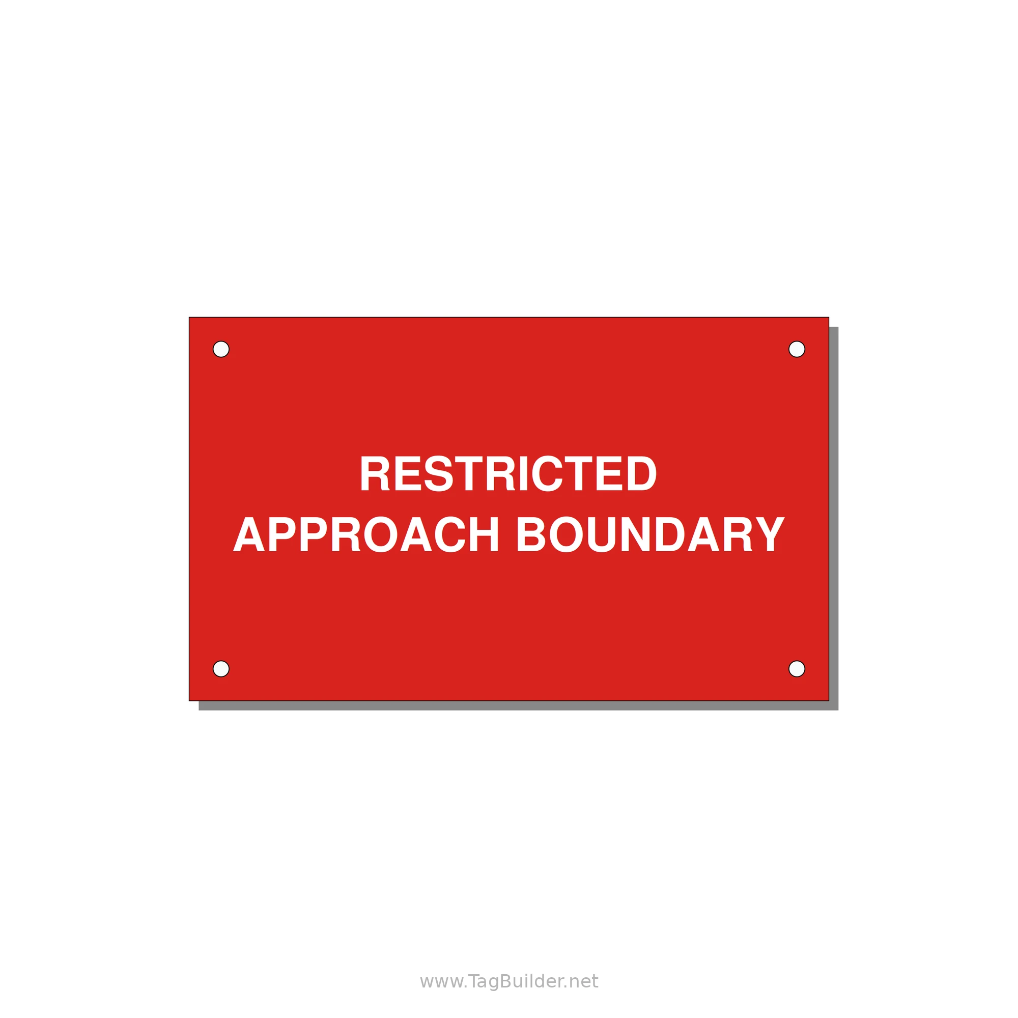 5.0x3.0" Safety Label - RESTRICTED APPROACH BOUND — 5x3" White on Red, Holes