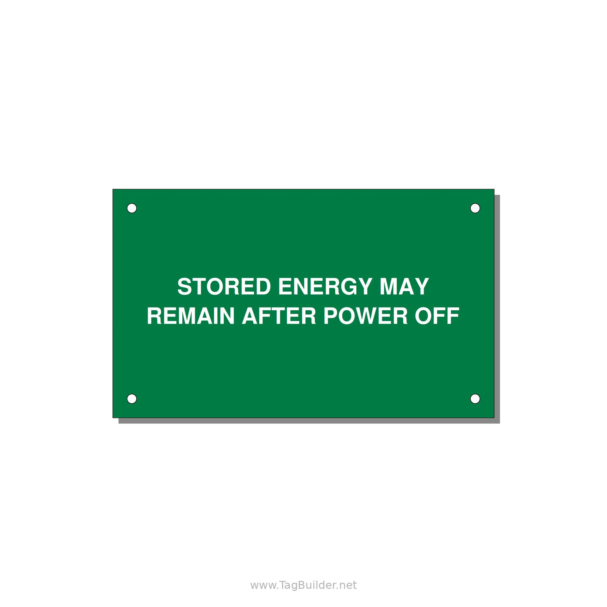 5.0x3.0" Safety Label - STO — 5x3" White on Green, Holes