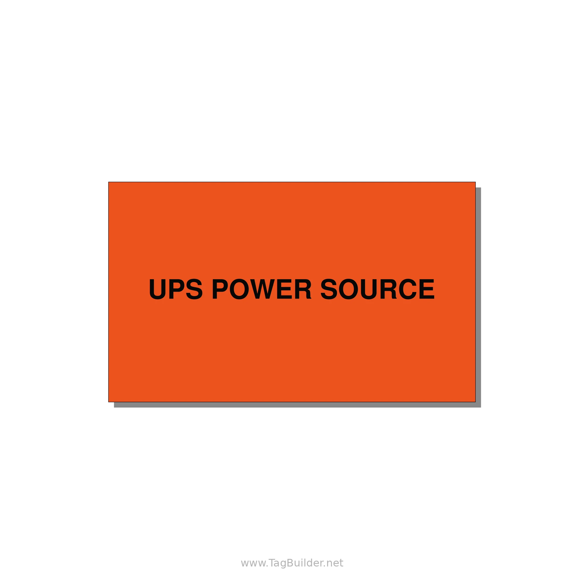 5.0x3.0" Safety Label - UPS POWER SOURCE — 5x3" Black on Orange, Adhesive
