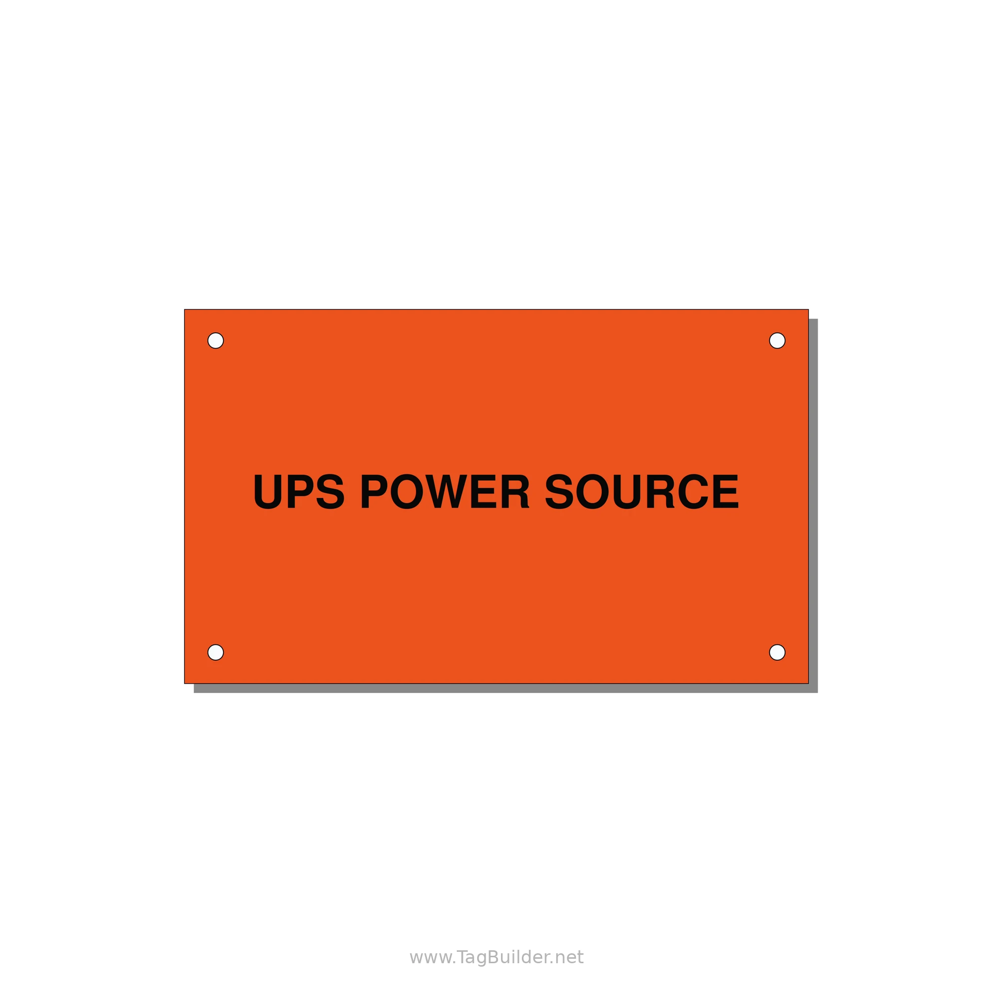 5.0x3.0" Safety Label - UPS POWER SOURCE — 5x3" Black on Orange, Holes