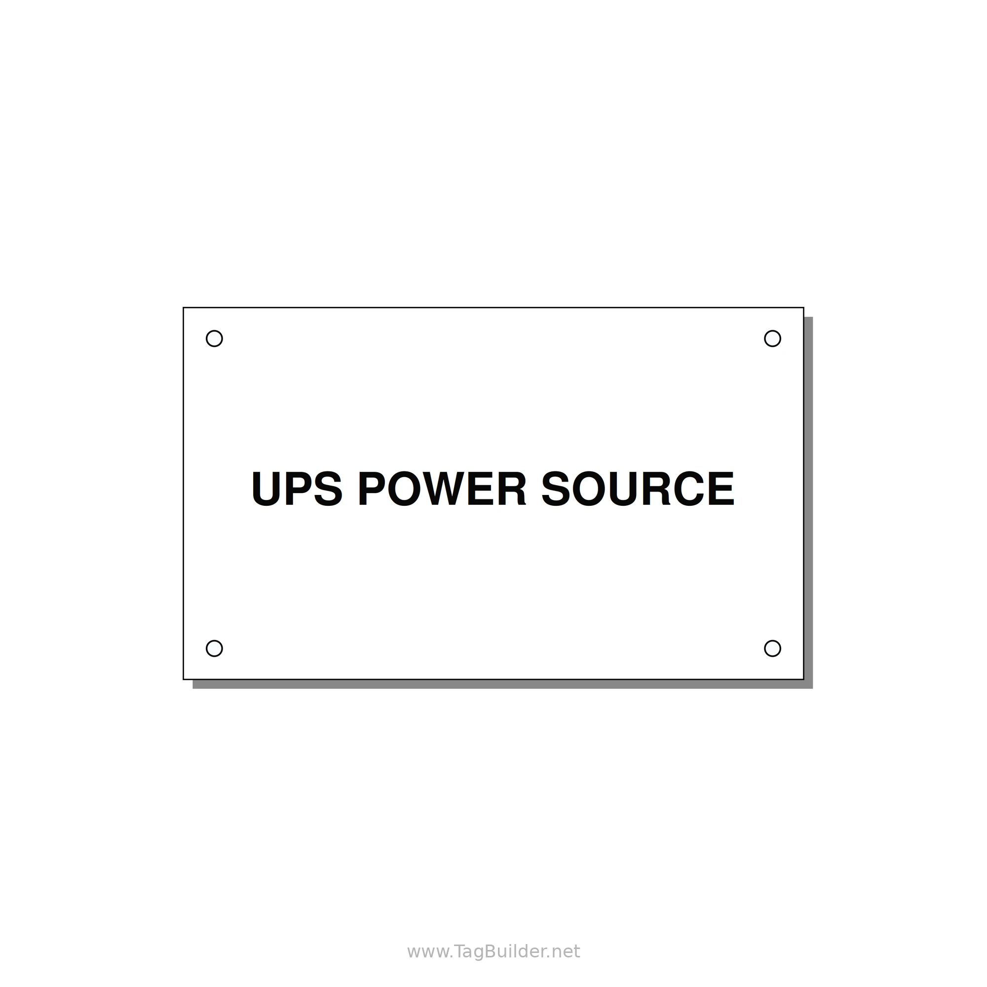5.0x3.0" Safety Label - UPS POWER SOURCE — 5x3" Black on White, Holes